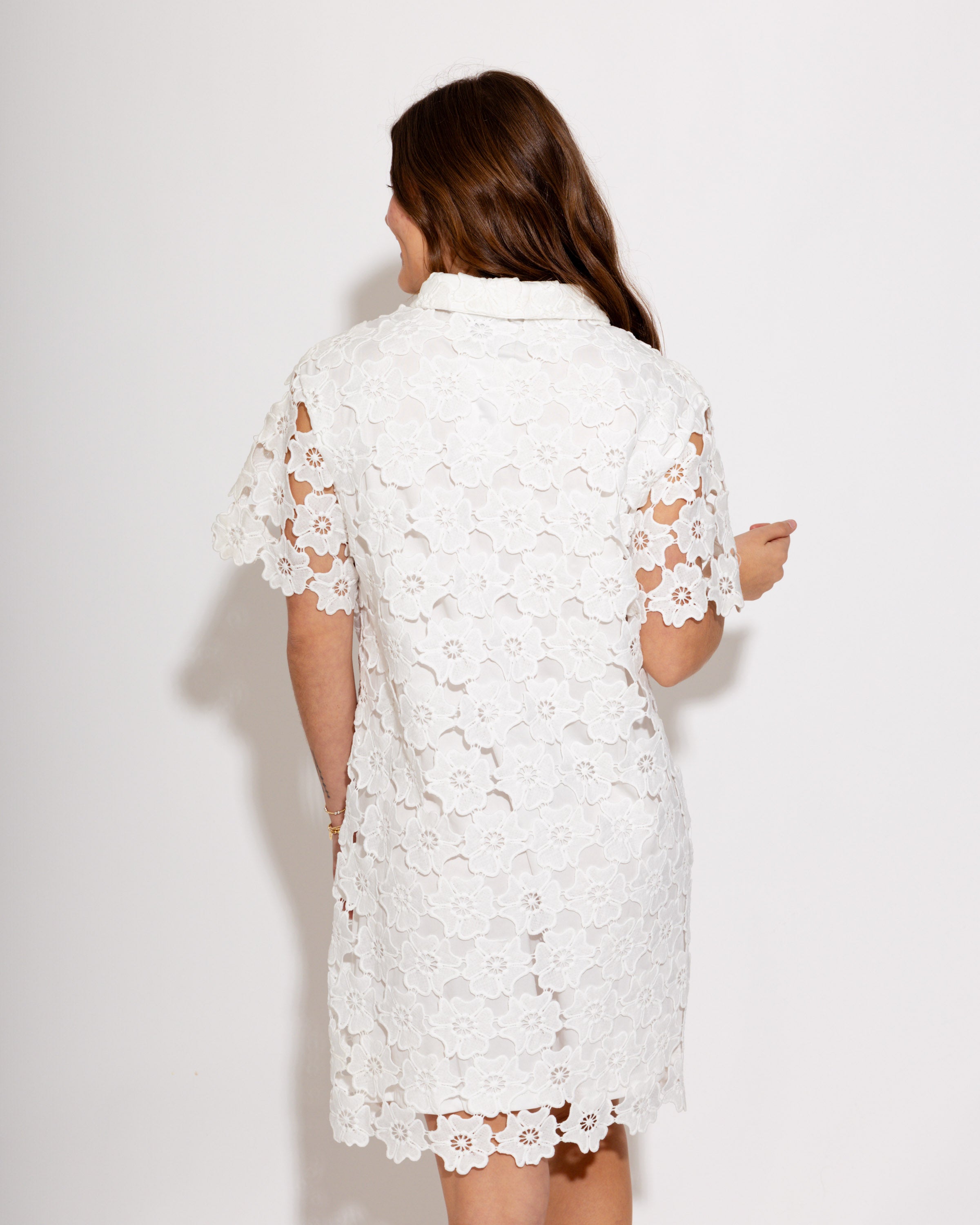Floral Fun Lace Dress in White