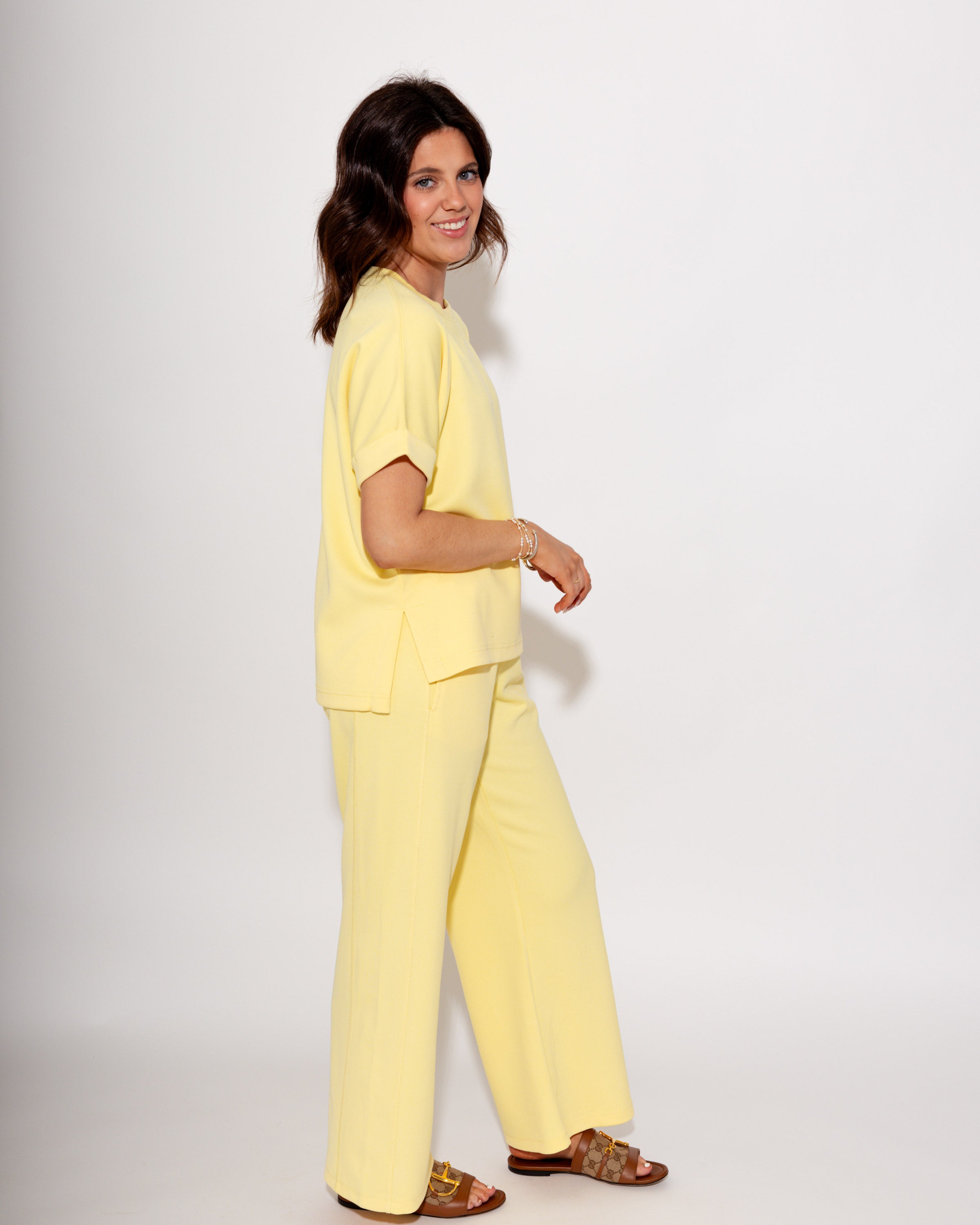 Luxe Wash Rib Lounge Tee in Yellow