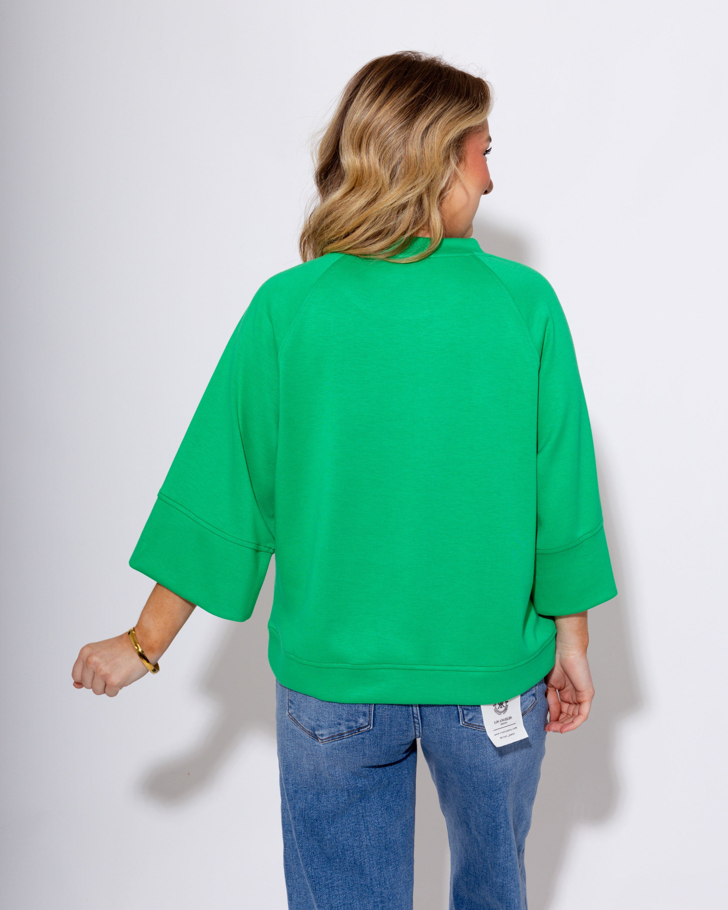LuxeKnits Short Sleeve Top in Green