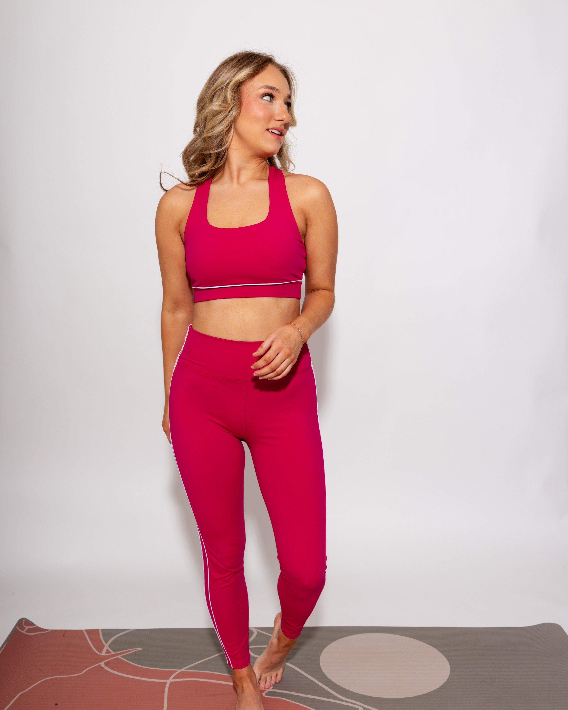 Sports Bra & Leggings Set in Plum Pink