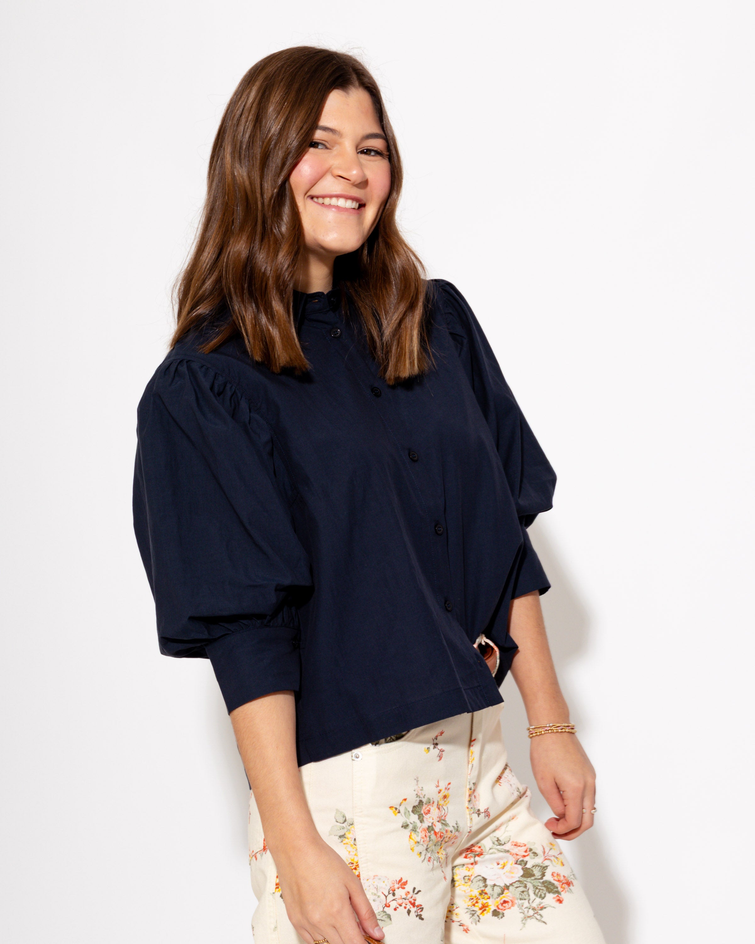Collared Puff Sleeve Top