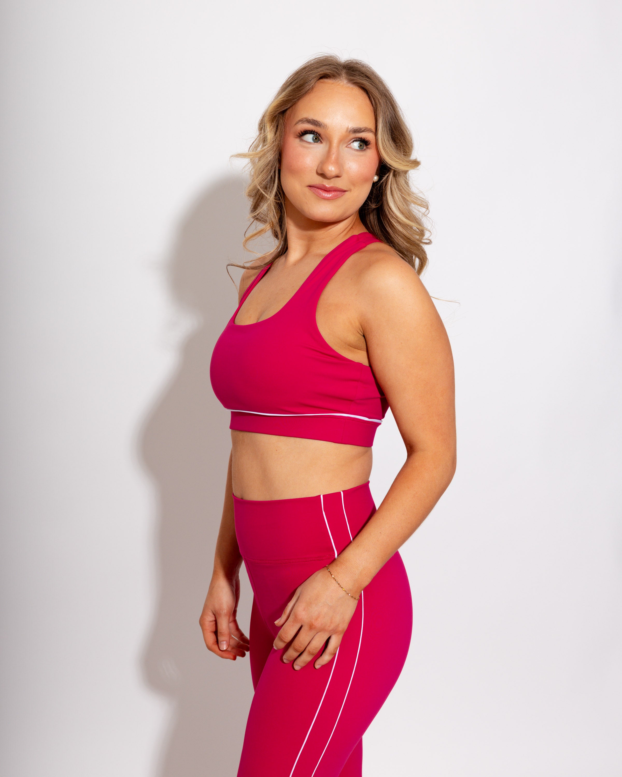 Sports Bra & Leggings Set in Plum Pink