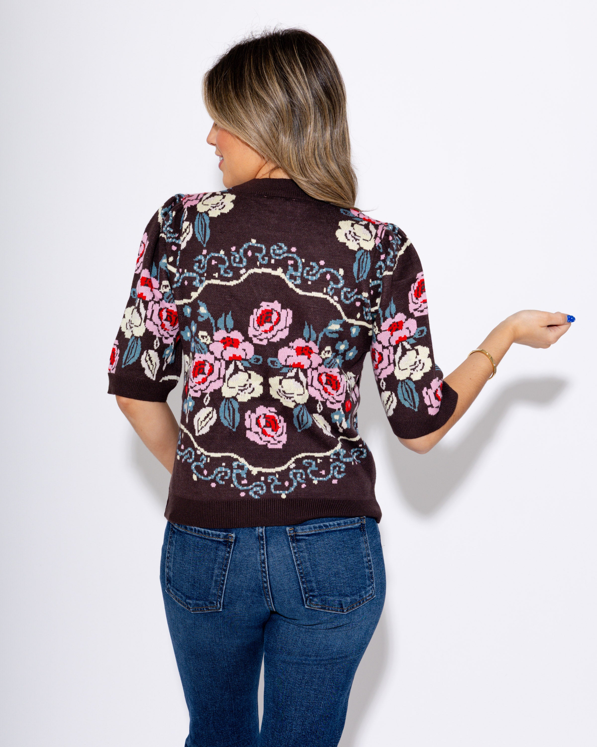 The Vintage Blossom Sweater in Brown