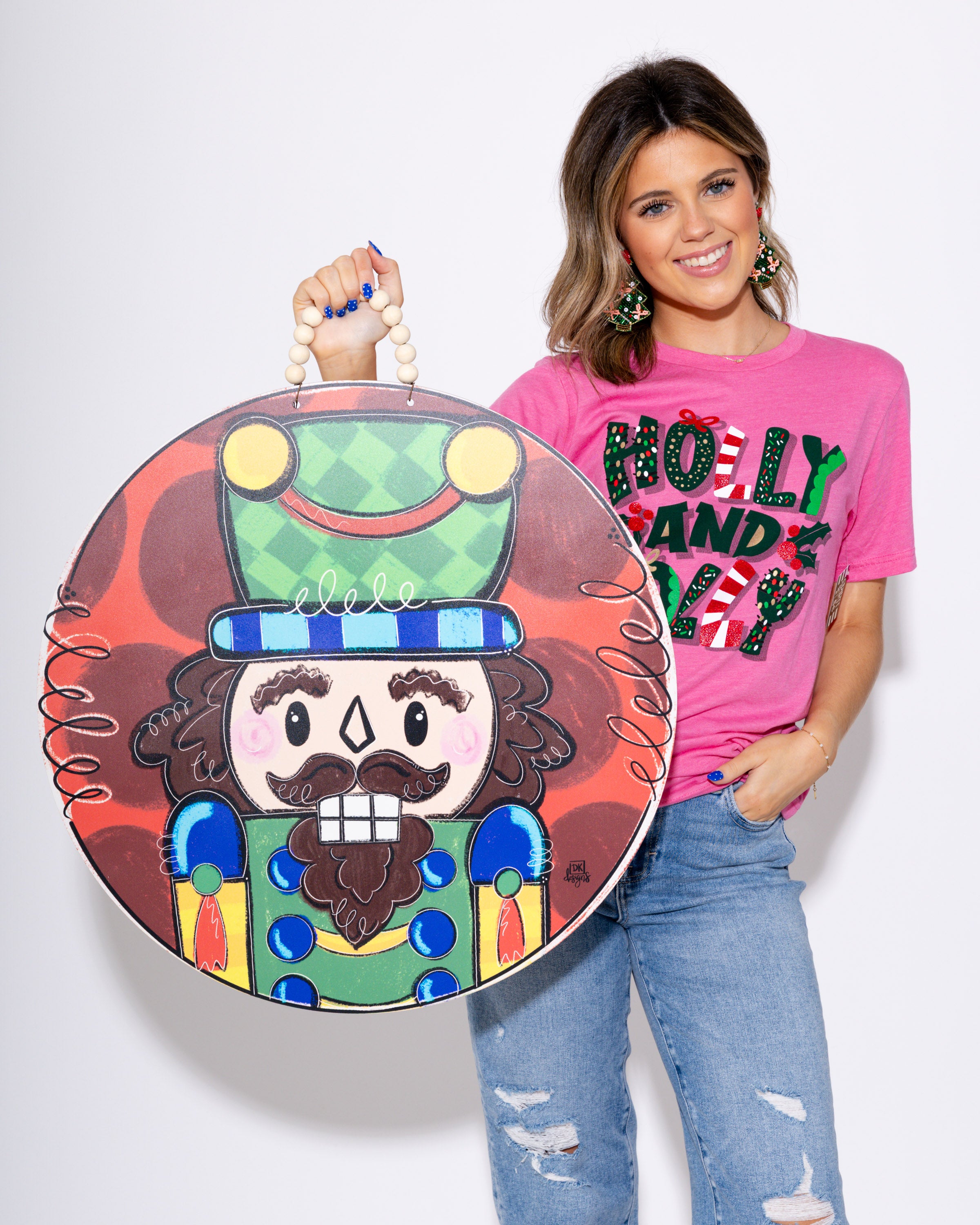 Red Circle Nutcracker Door Hanger