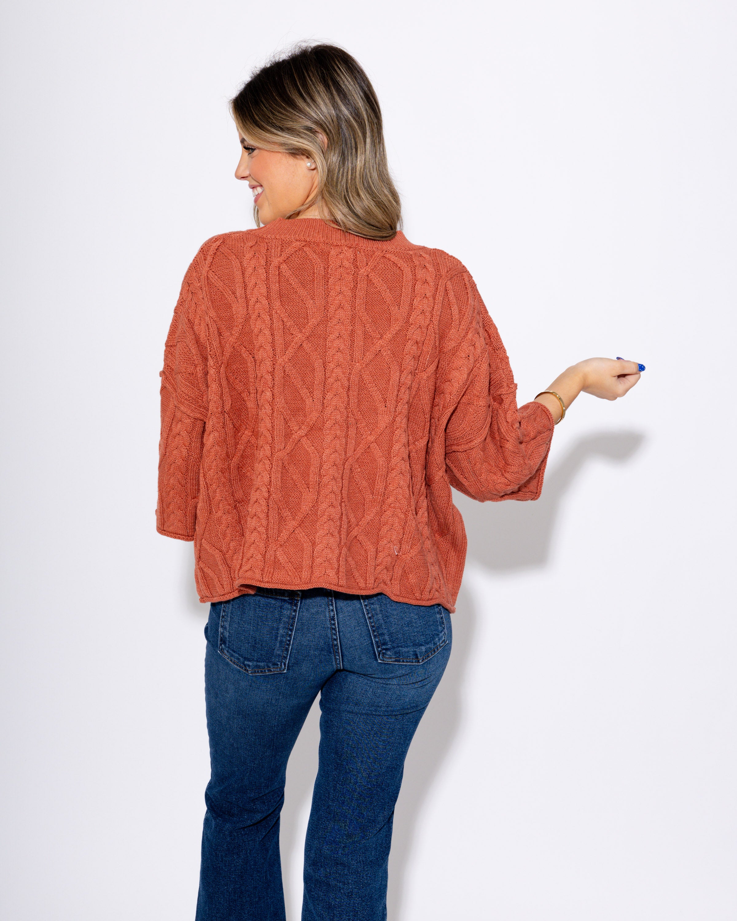 Timeless Texture Sweater in Rust,