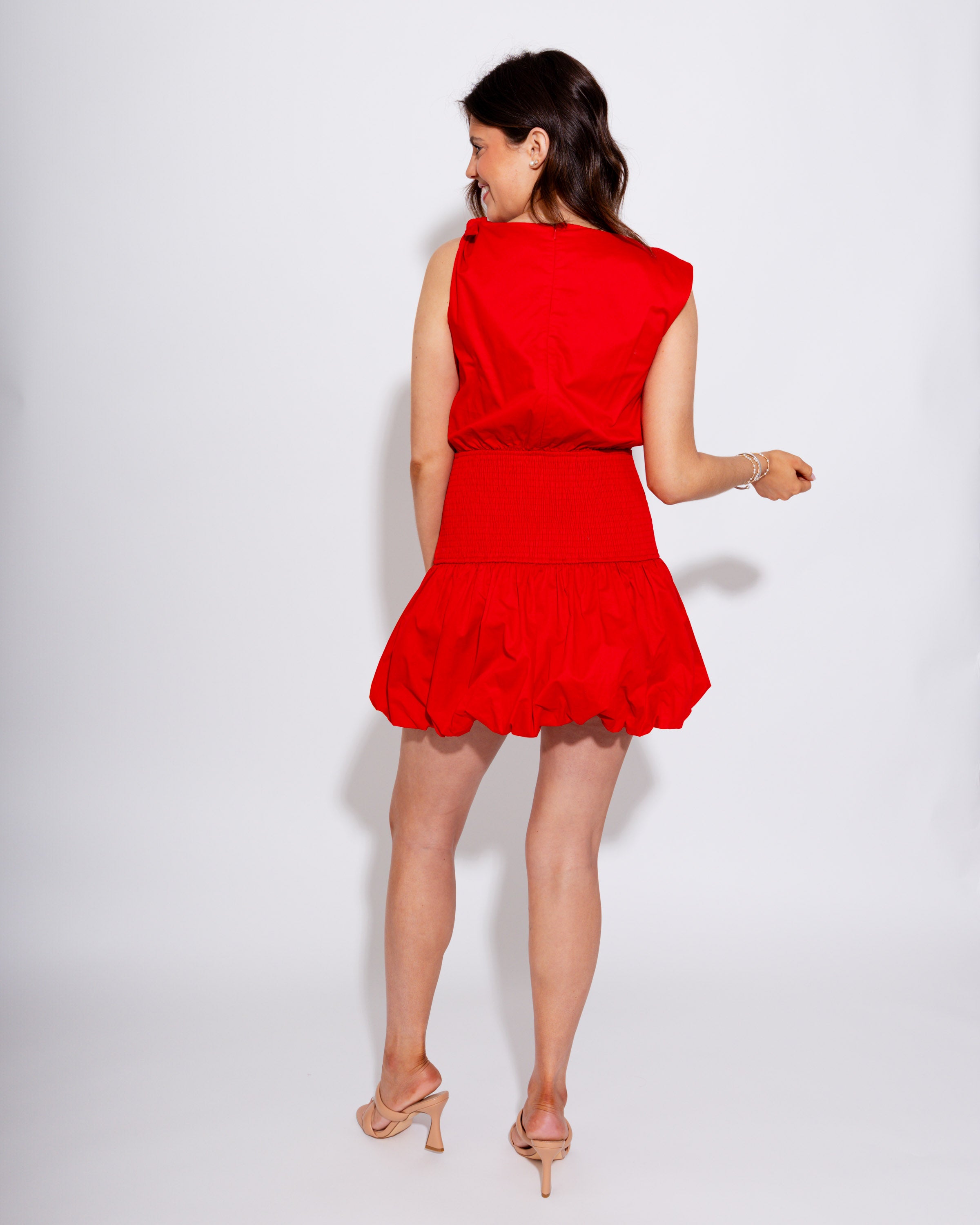 Boat Neck Smocked Waistband Dress