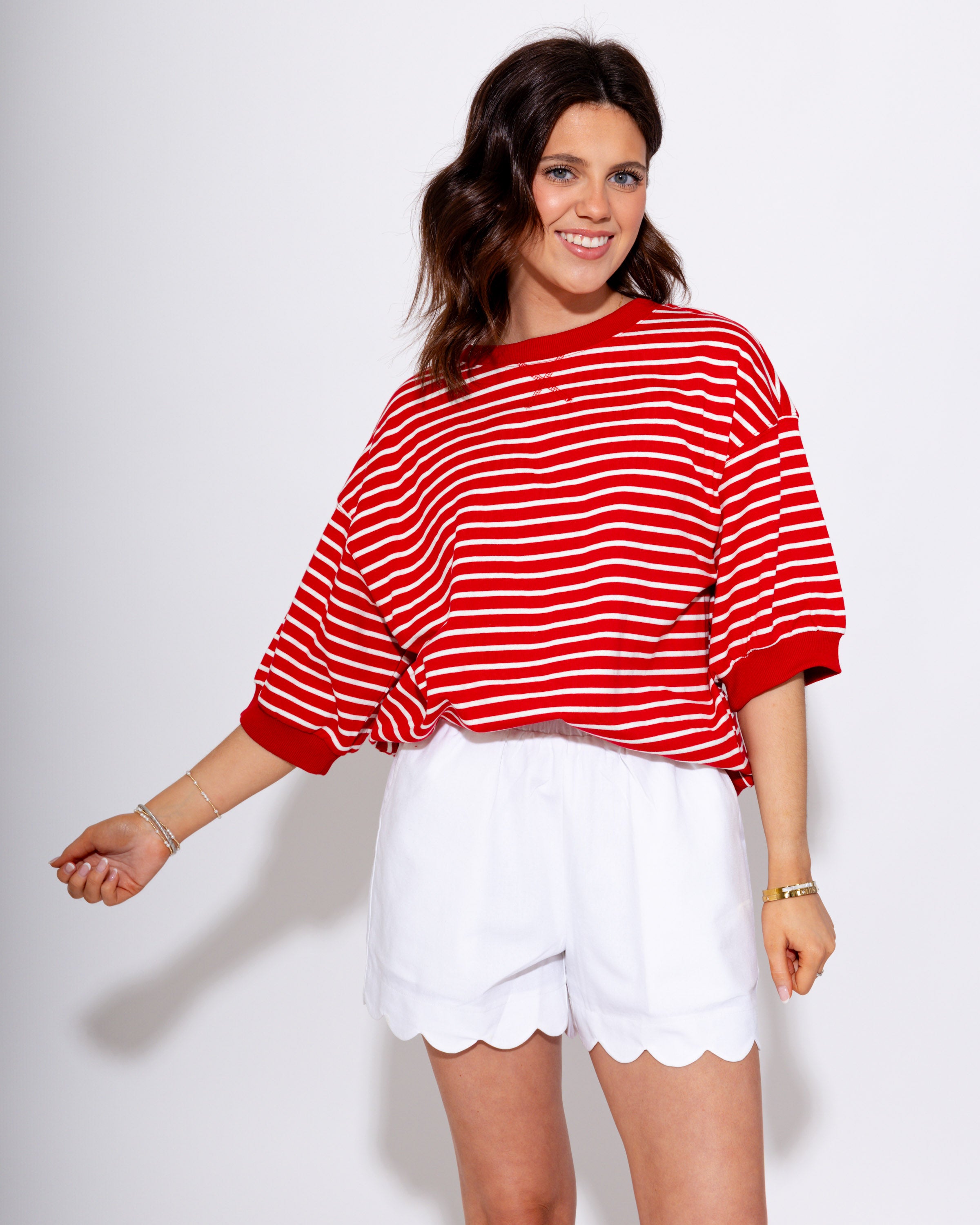 Striped Pullover Top in Red