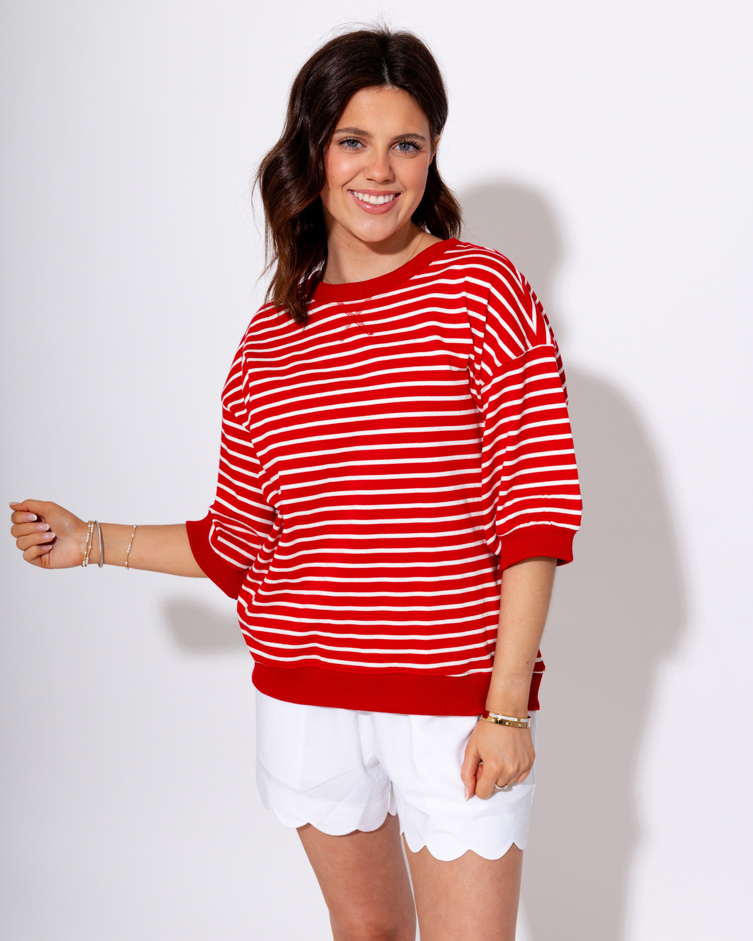 Striped Pullover Top in Red