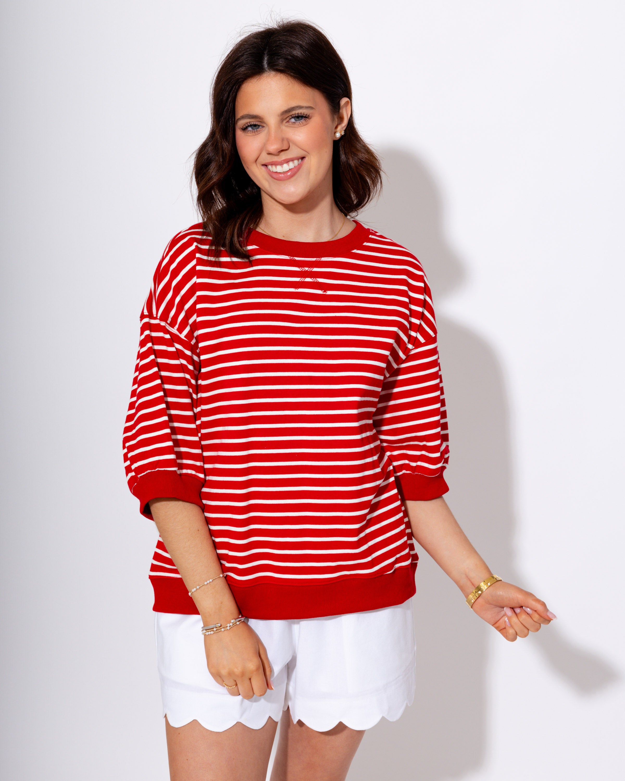 Striped Pullover Top in Red
