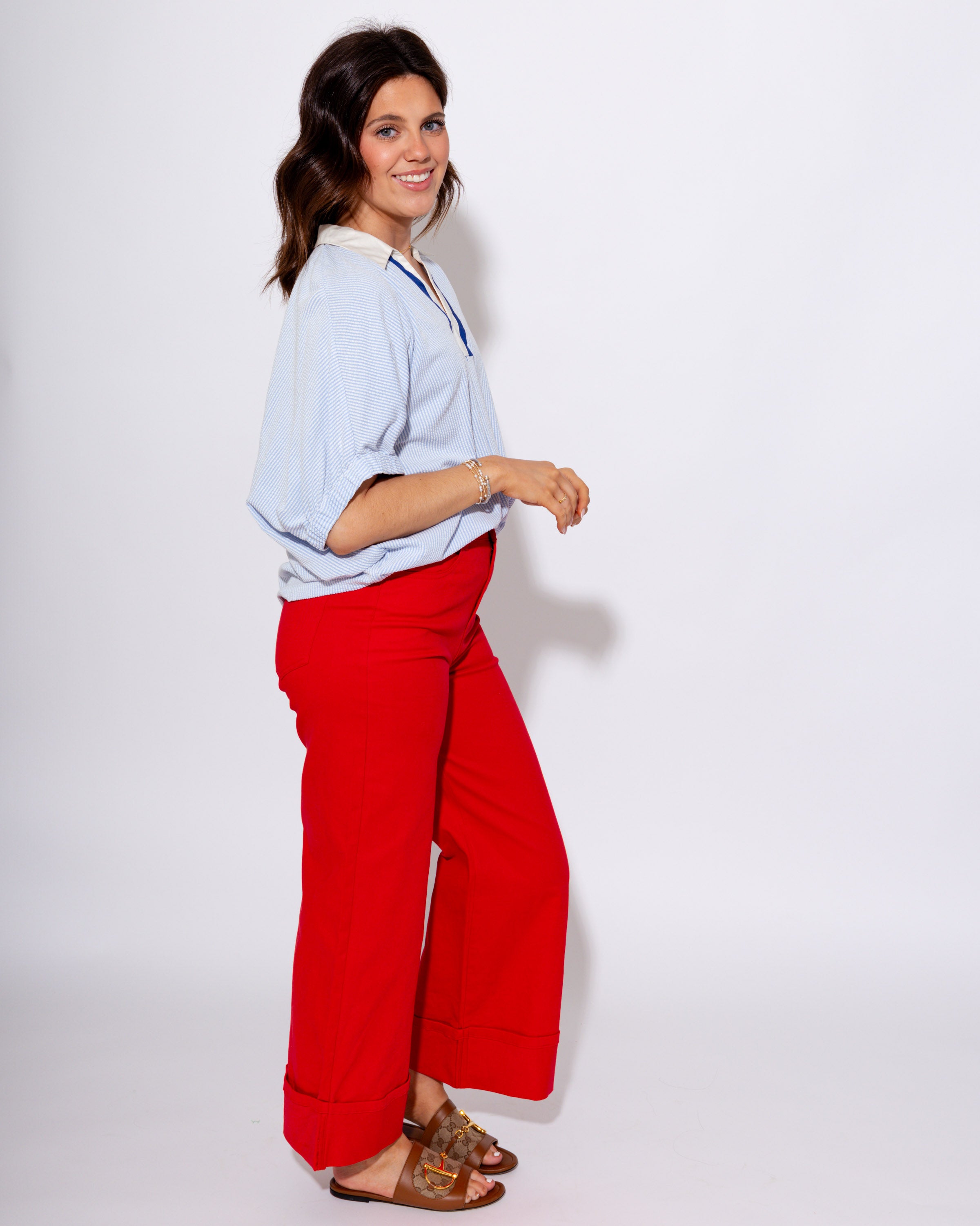 Casual Chic V-Neck Dolman in Blue