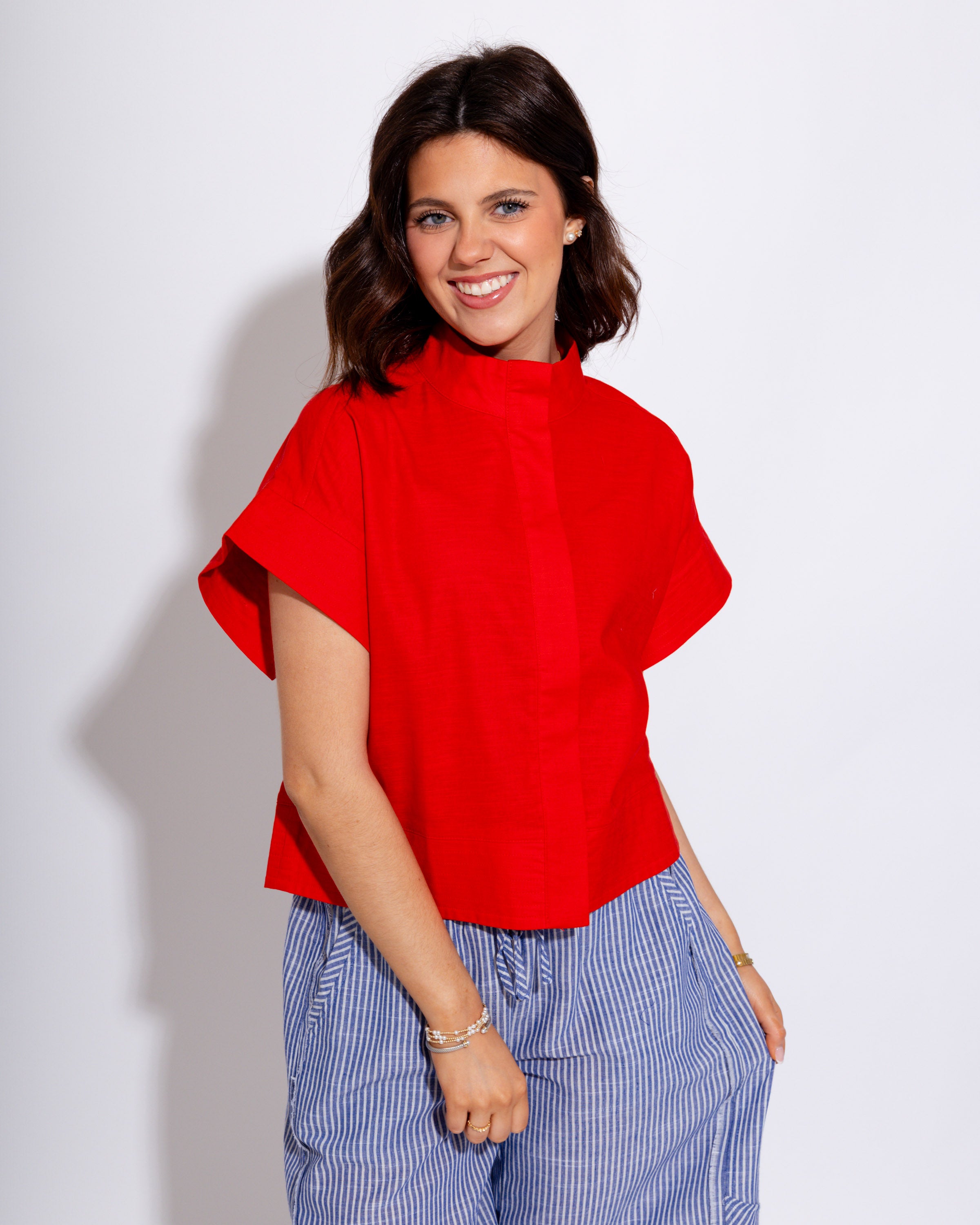 Timeless Short Sleeve Top in Red