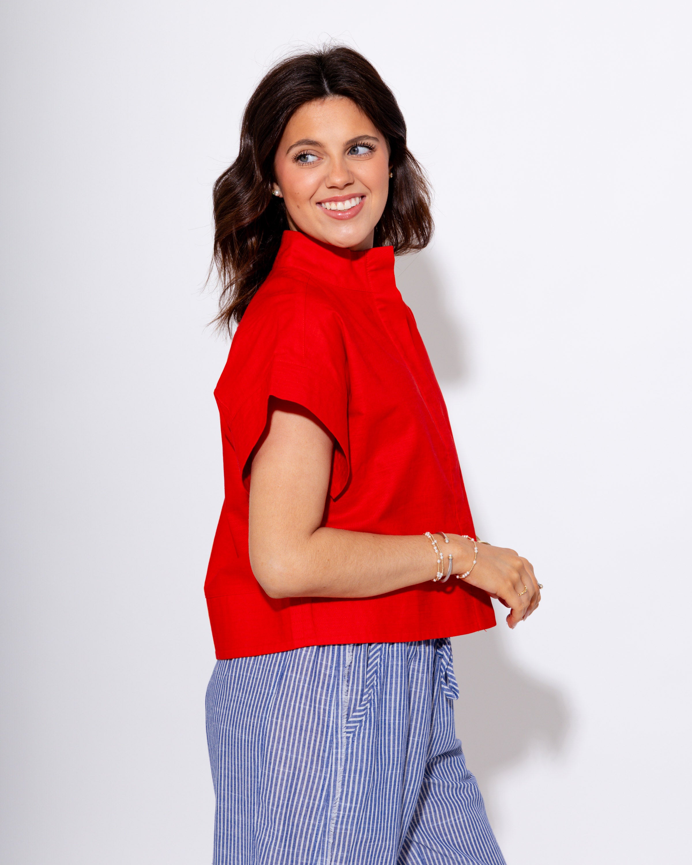 Timeless Short Sleeve Top in Red