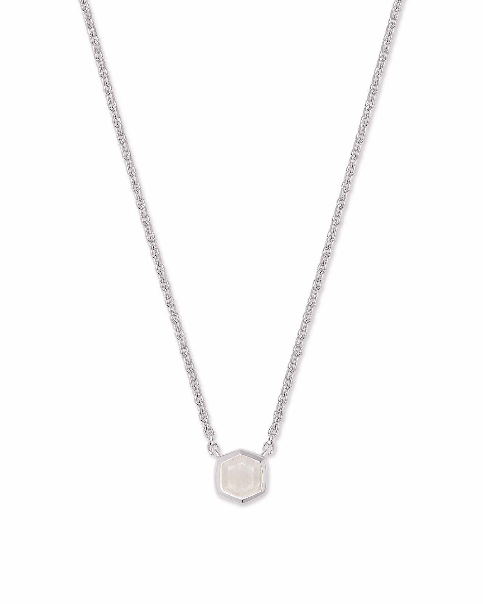 Davie Pendant Necklace in Sterling Silver Rainbow Moonstone