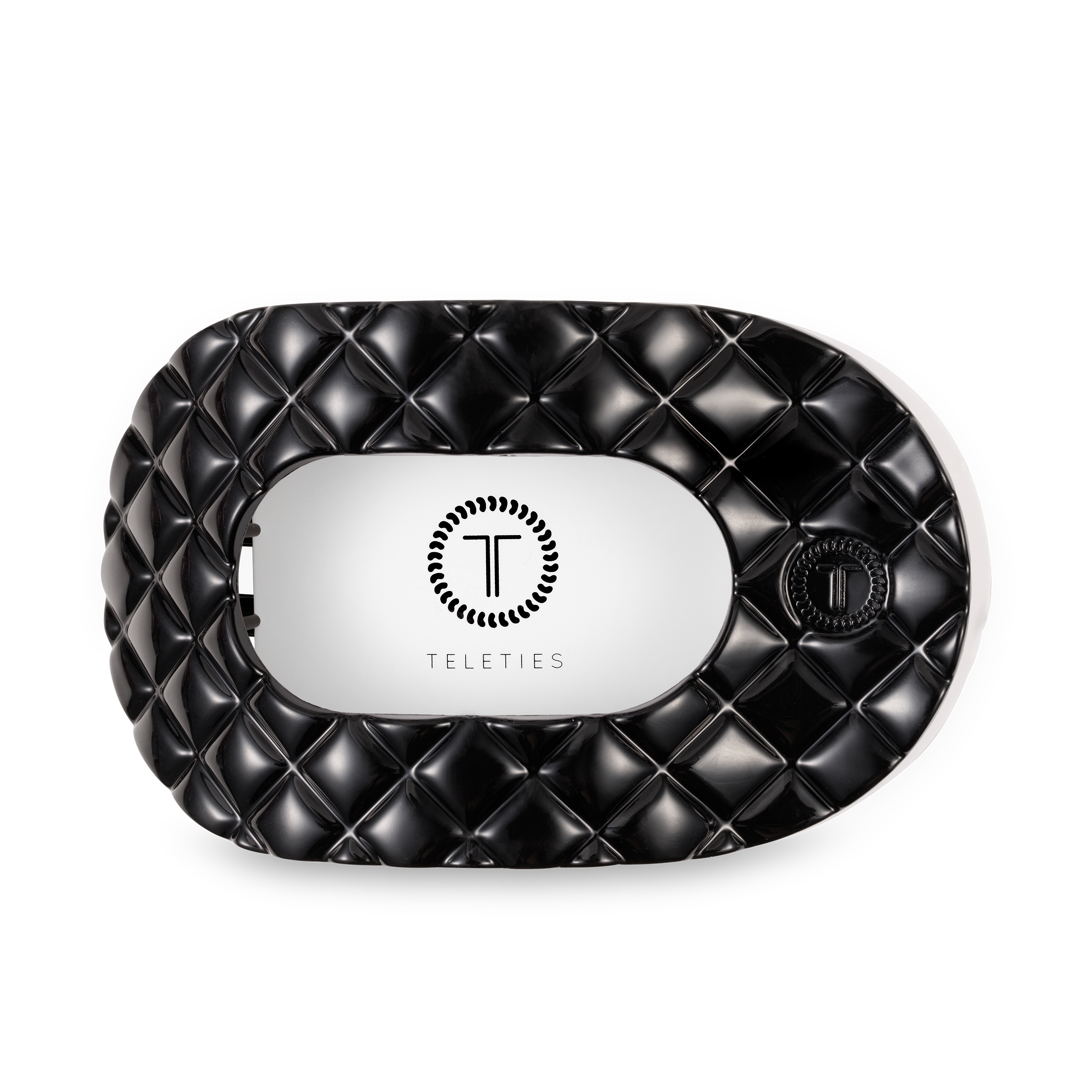 Flat Round Hair Clip | Large | Jet Black Quilted