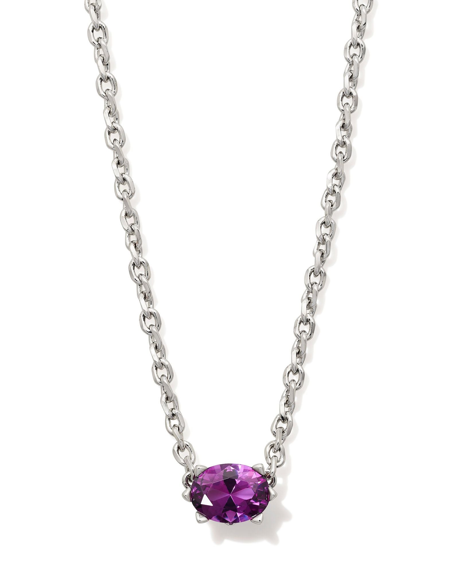 Cailin Crystal Pendant Necklace in Rhodium Purple Crystal
