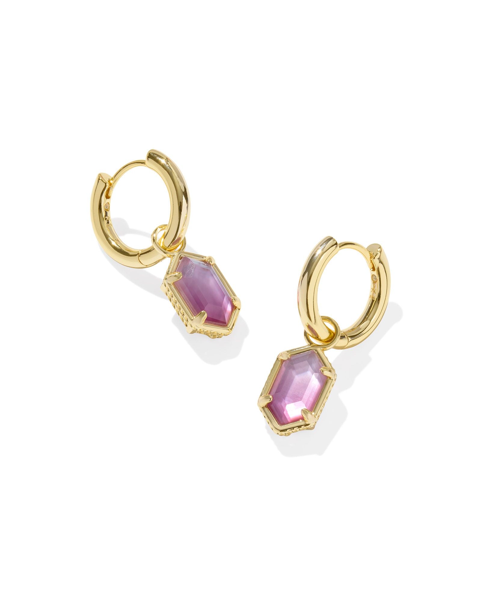 Hallie Huggie Earring in Gold Purple Watercolor Illusion