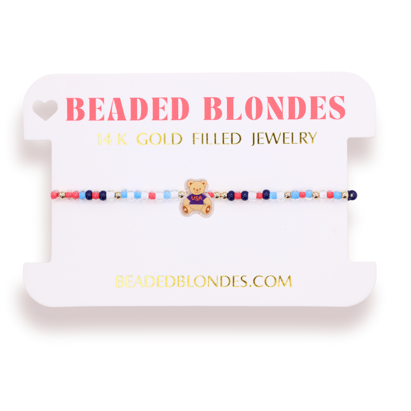 Patriotic Teddy Bear Bracelet on Color