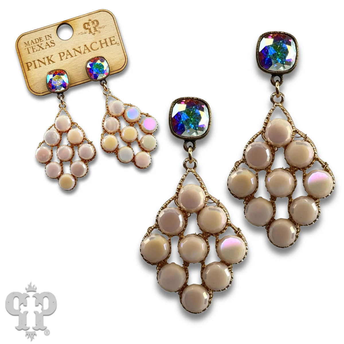 Coin Bead Diamond Shape Earring with Austrian Crystal