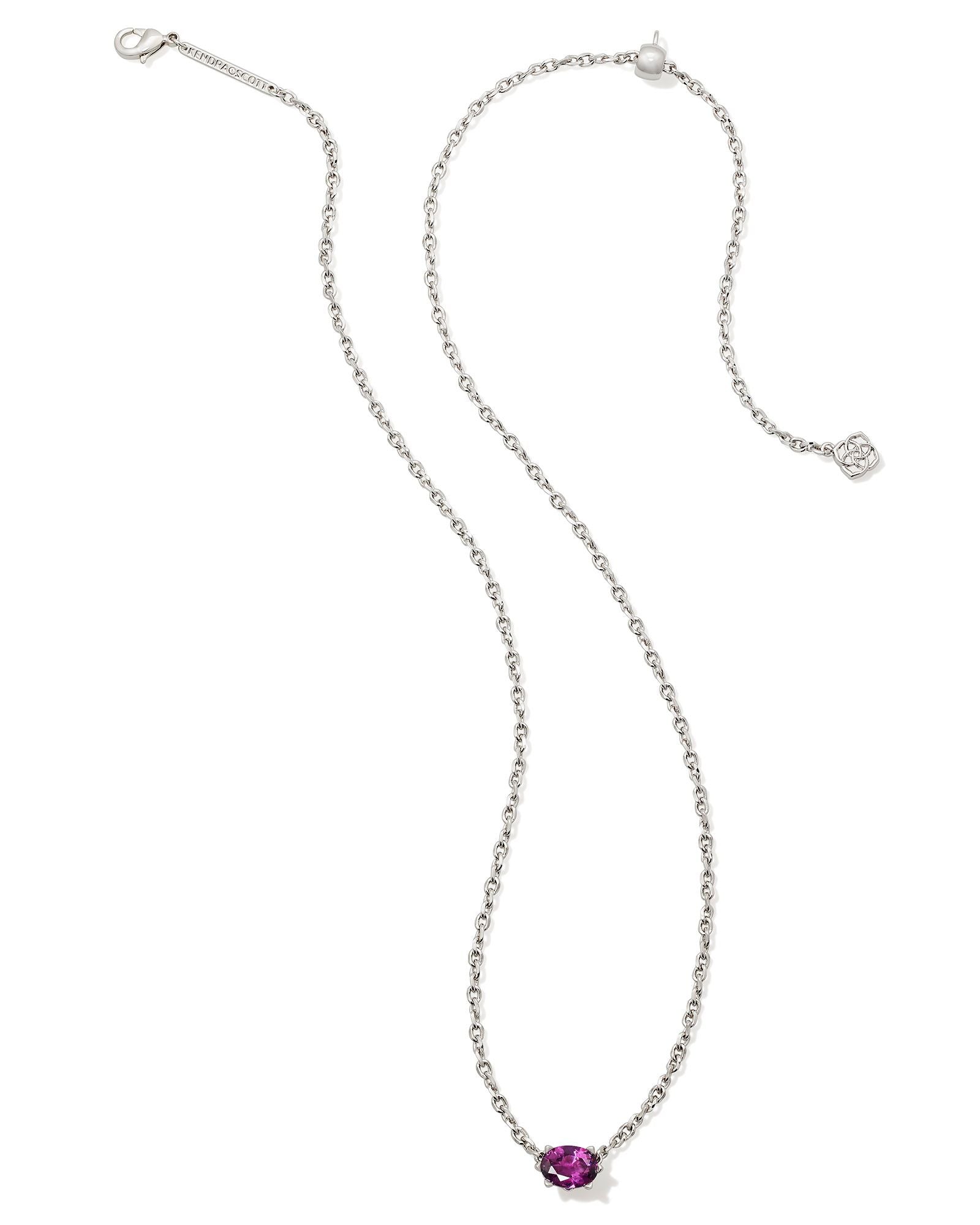 Cailin Crystal Pendant Necklace in Rhodium Purple Crystal