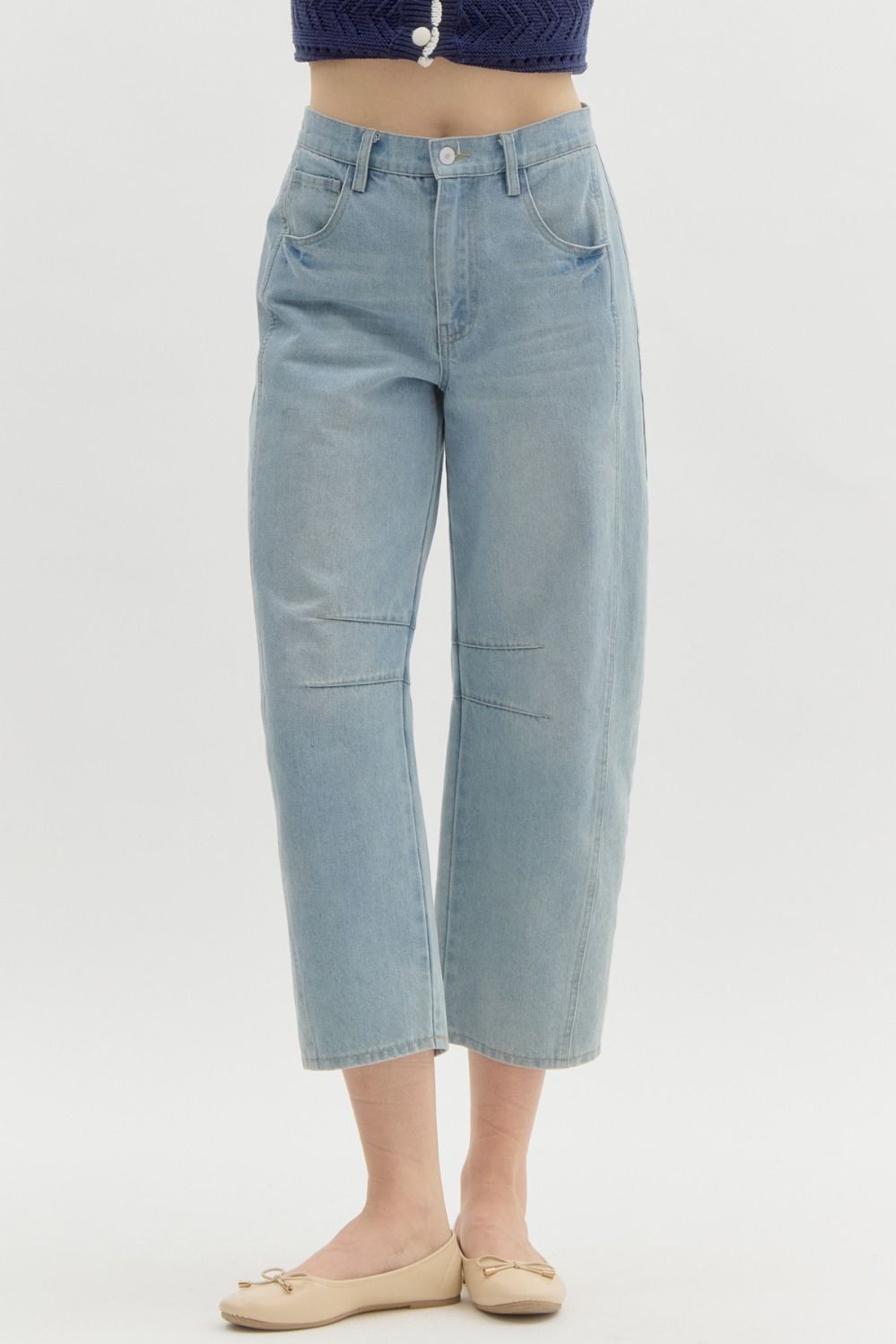 Light Wash Denim High Waisted Barrel Jeans