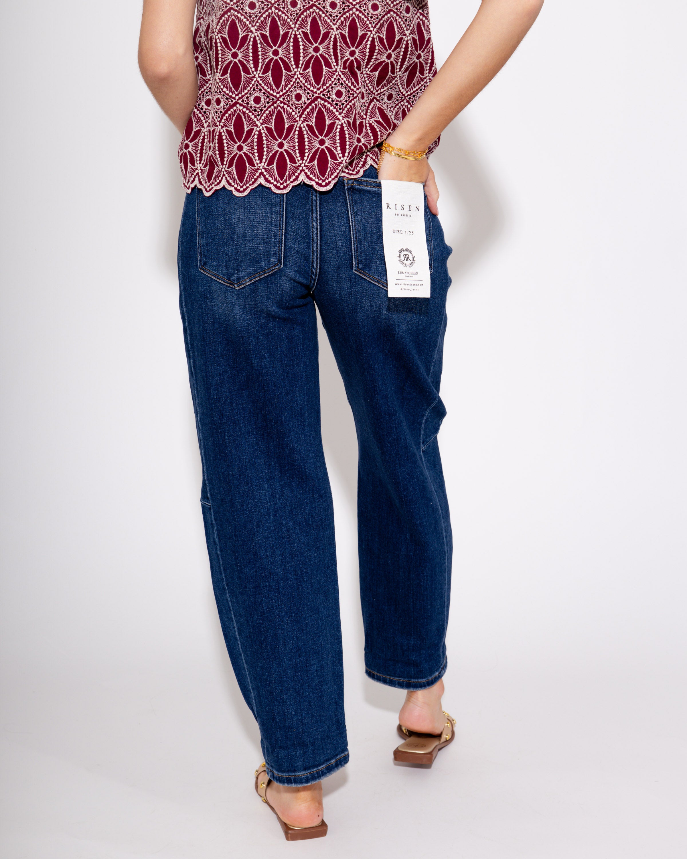 High Rise Barrel Jean in Dark