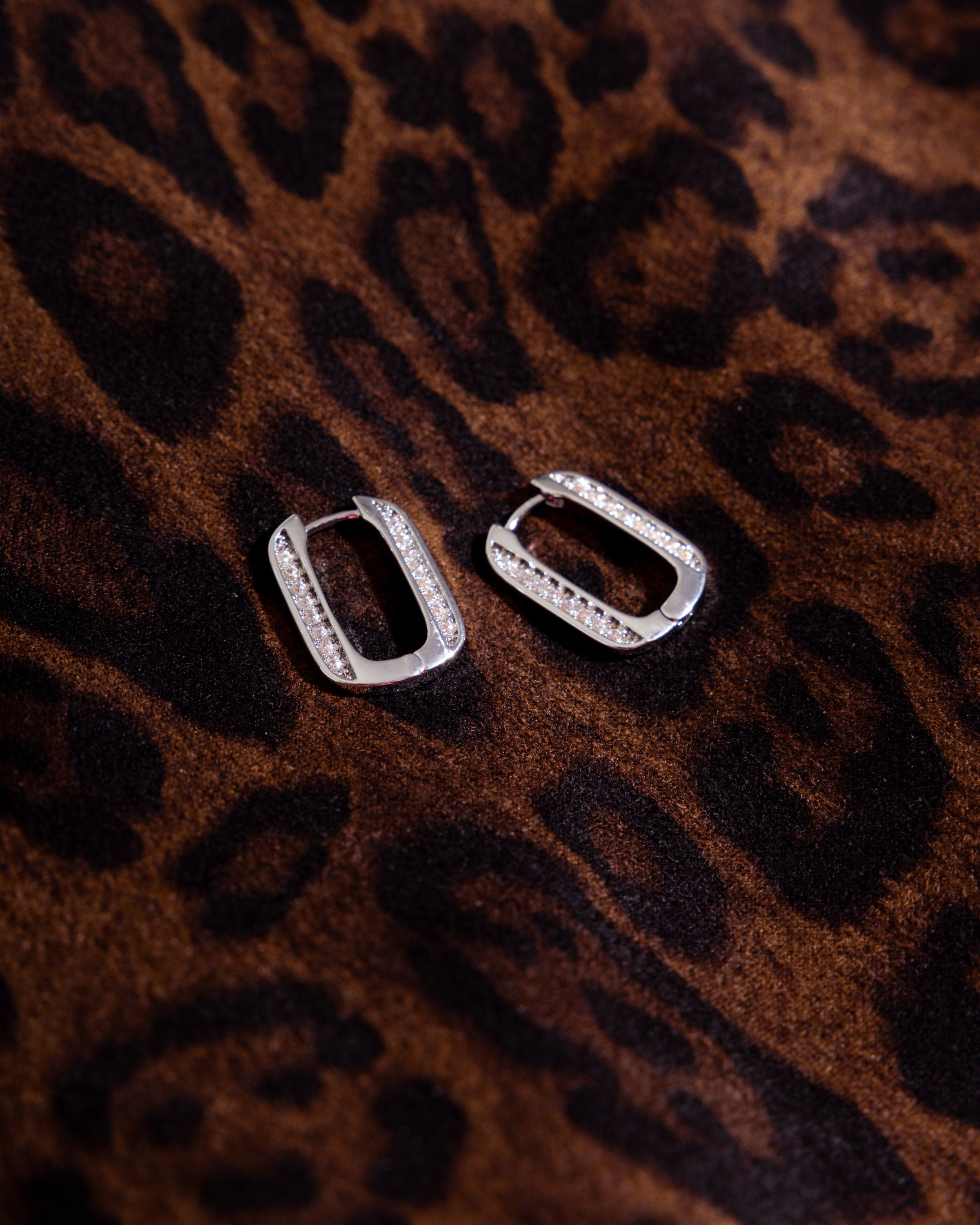 Radiant Rectangle Hoops with CZ Detailing in Silver