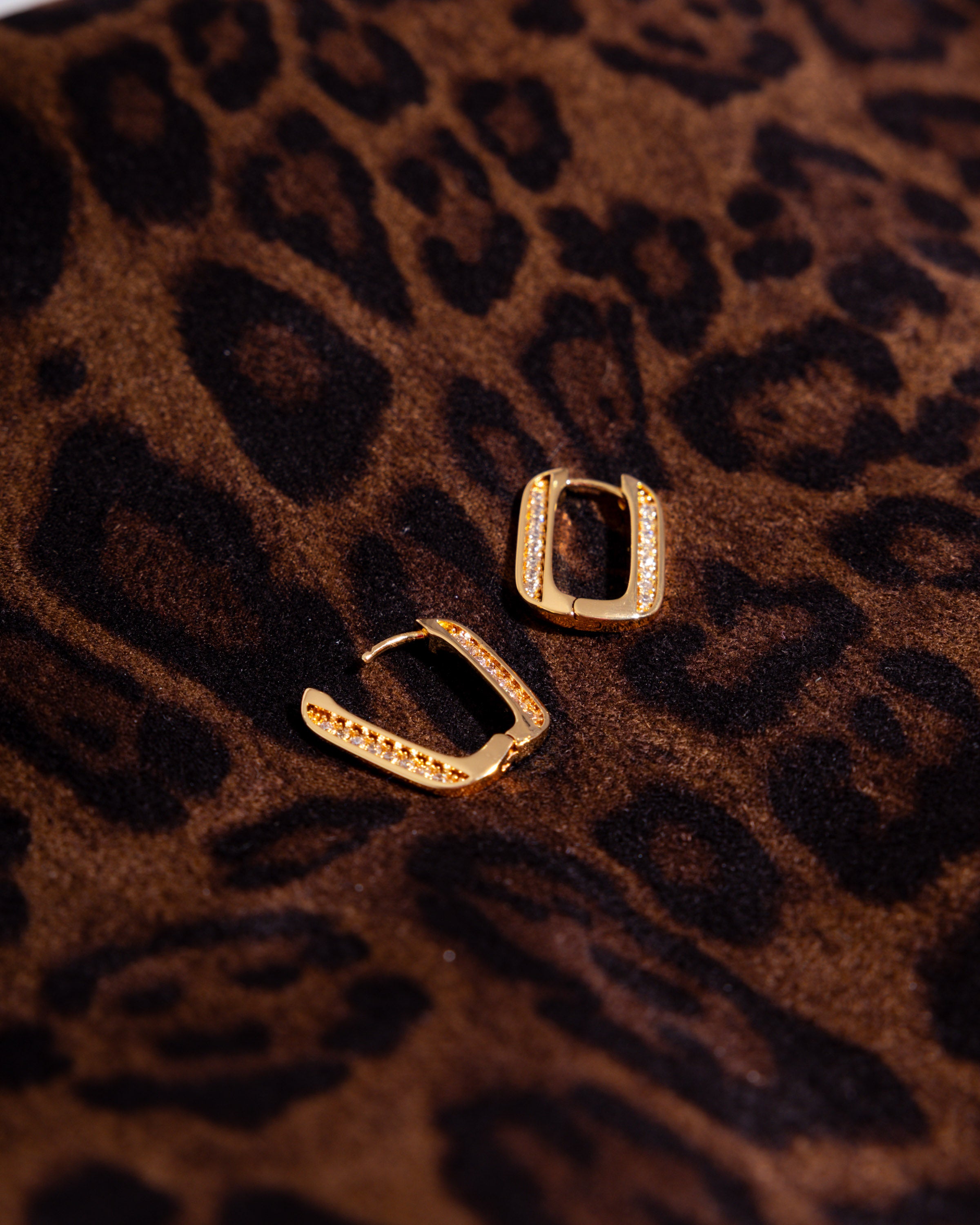 Radiant Rectangle Hoops with CZ Detailing in Gold