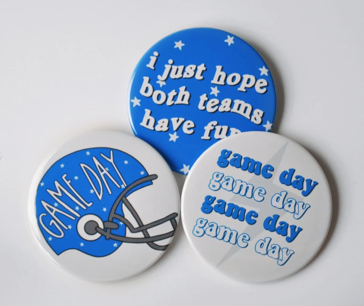 Blue Game Day Tailgate Buttons | Game Day Pins