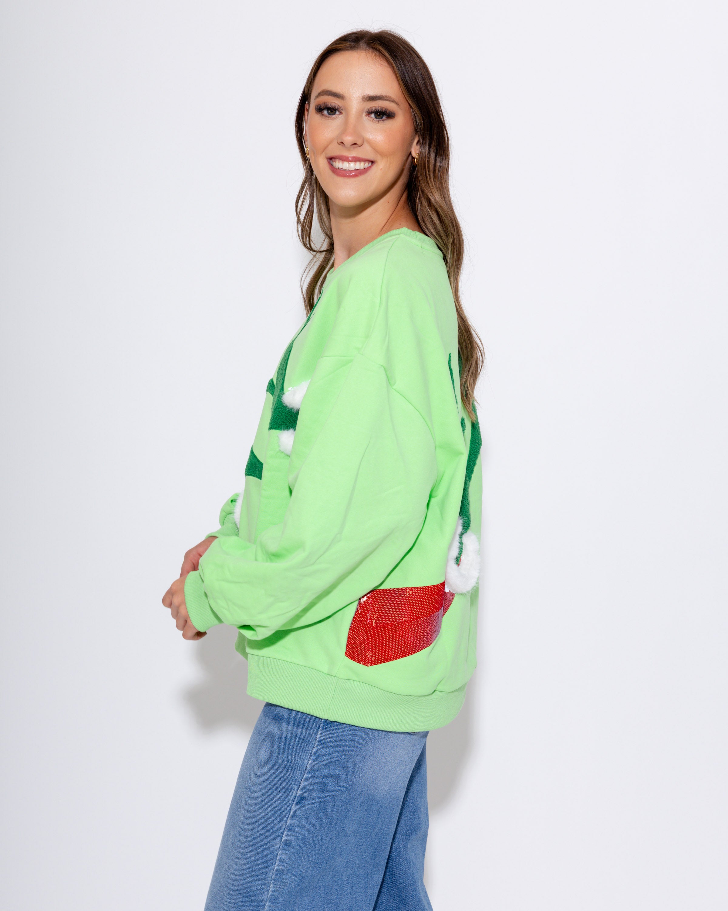Green Grinch Heart Hands Sweatshirt