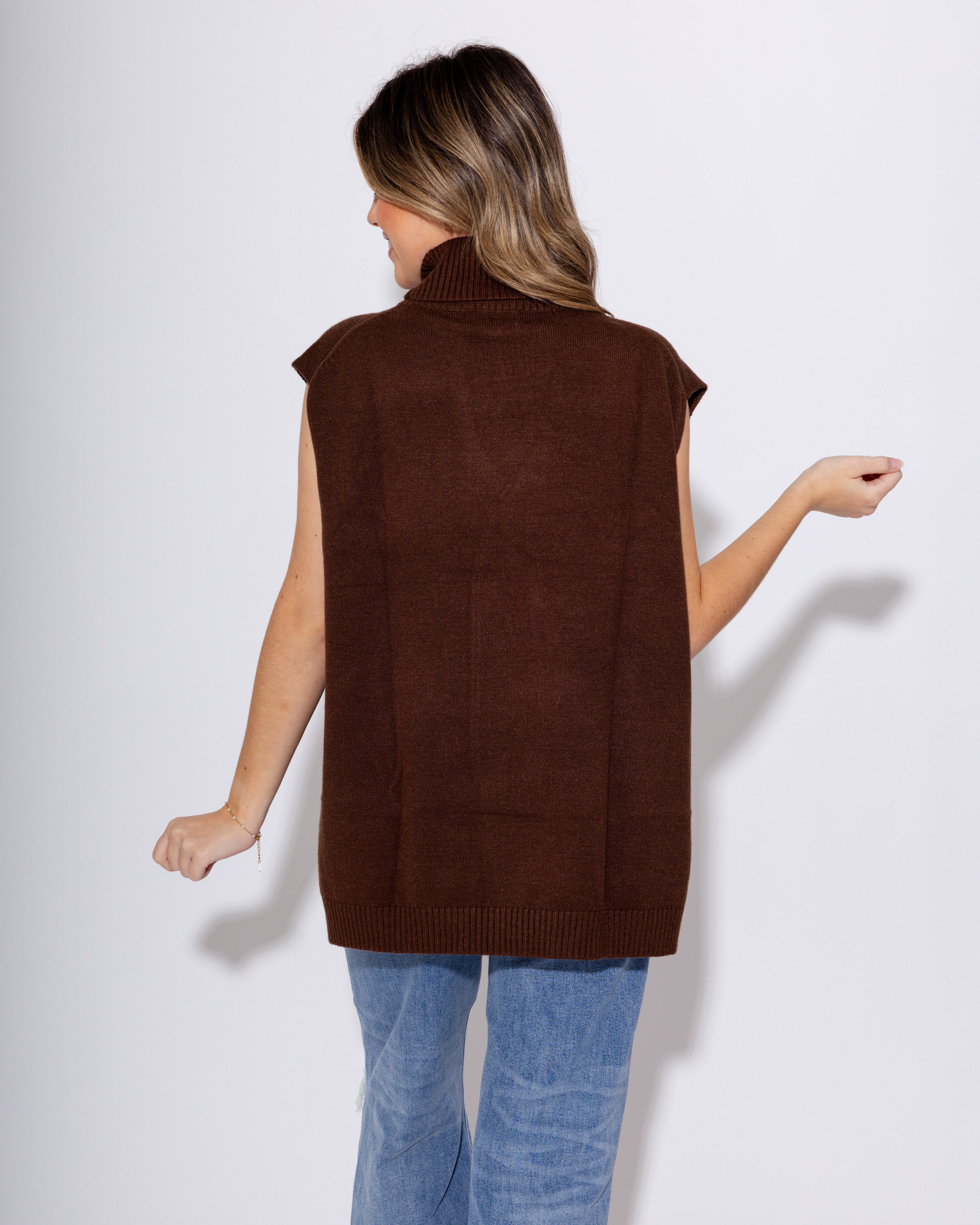 Hi-Lo Knit Turtleneck Top