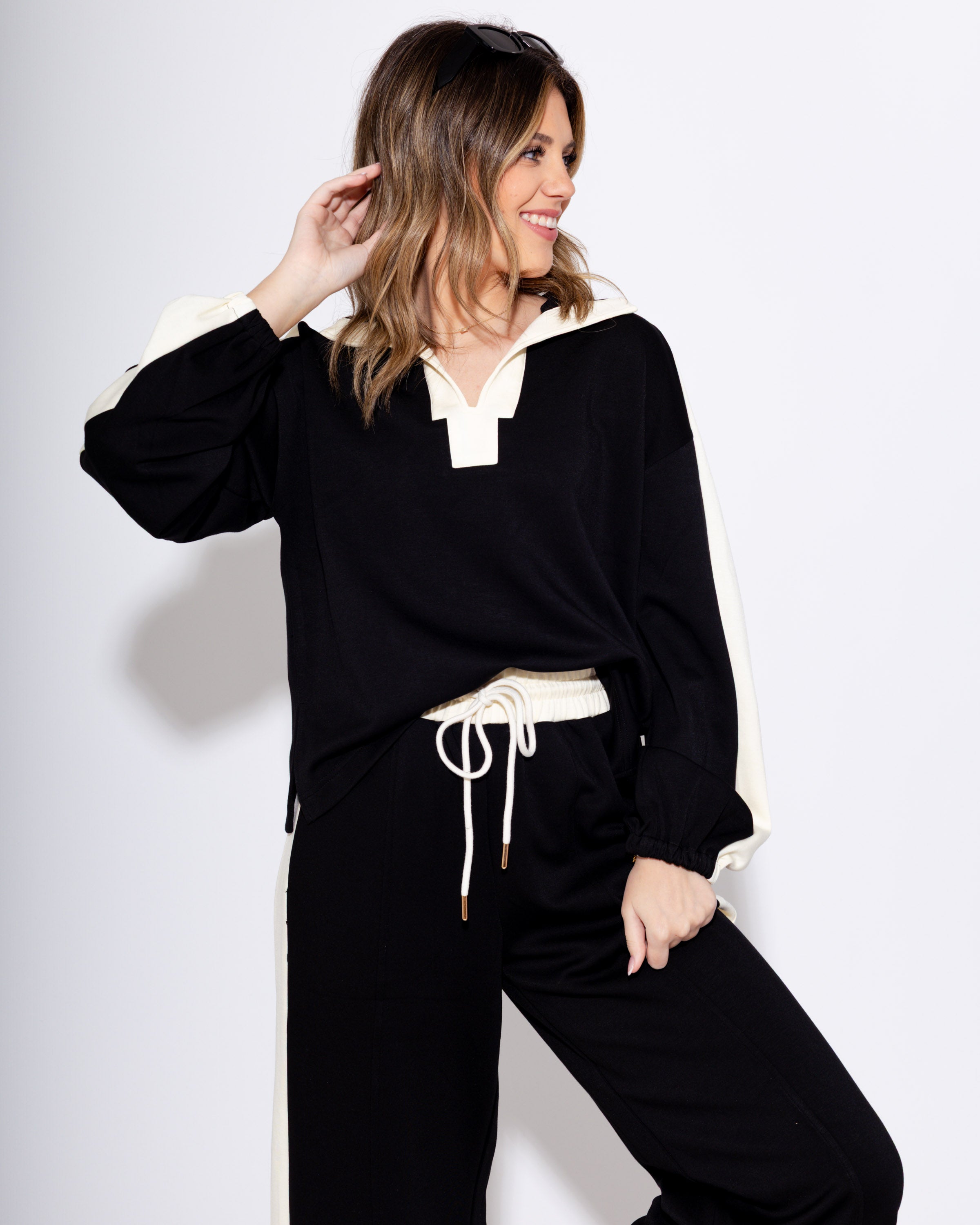 Contrast Stripe Knit Lounge Set