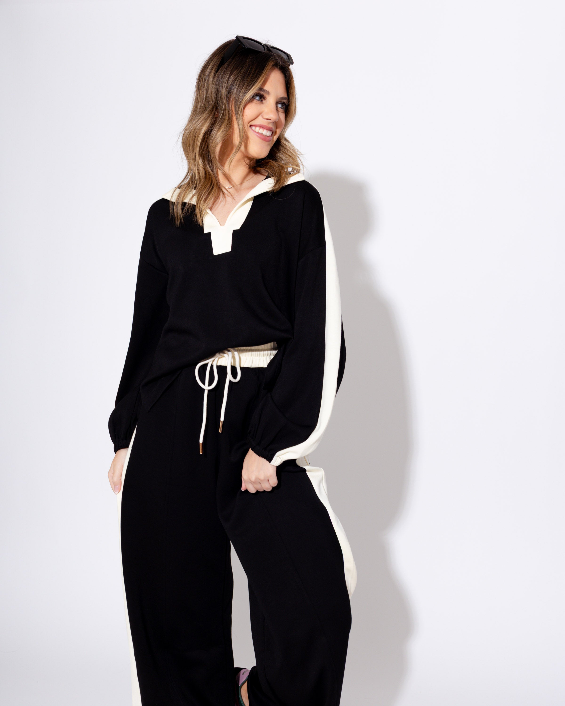 Contrast Stripe Knit Lounge Set