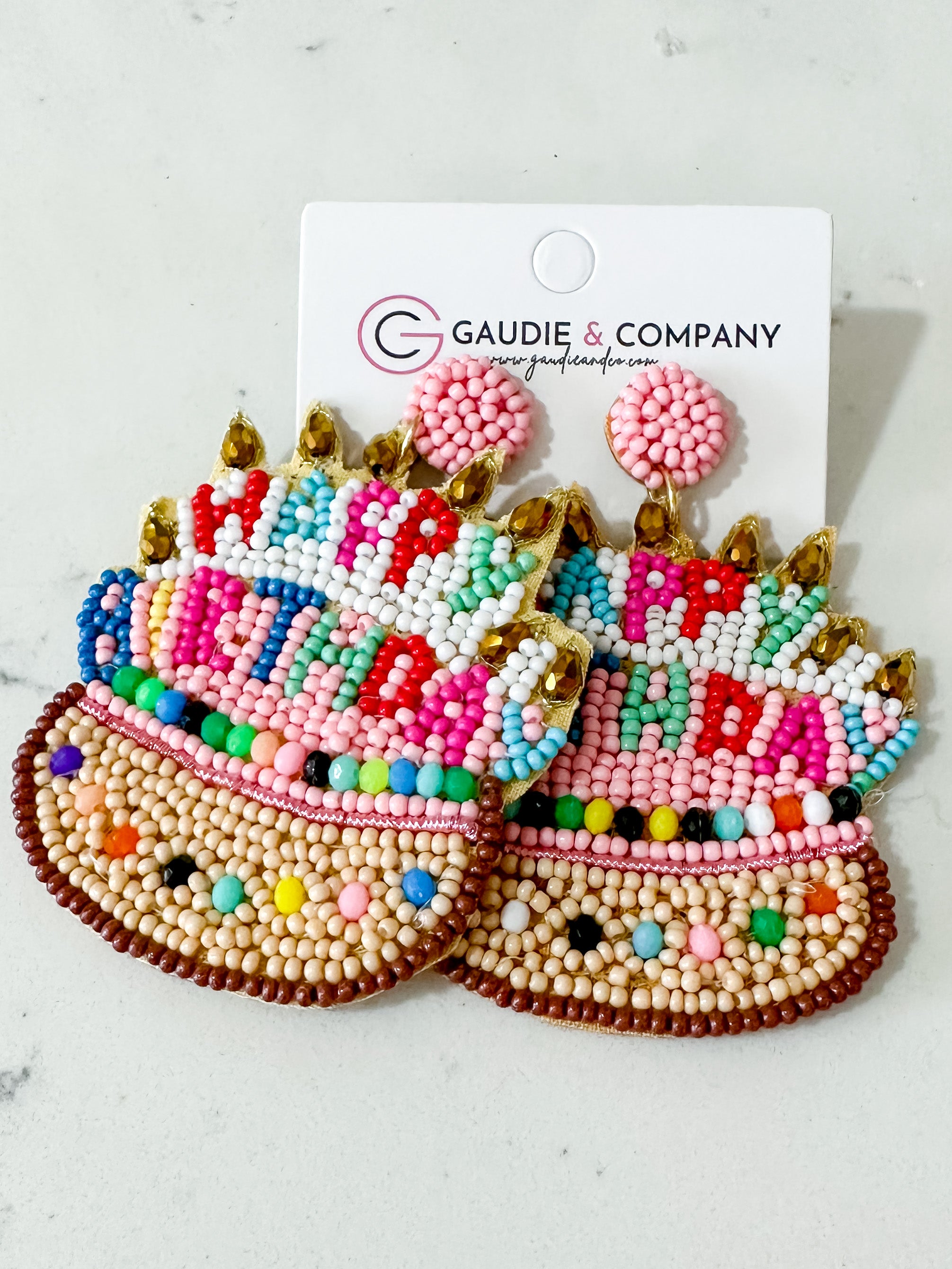 Happy Birthday Cake Dangle Earring