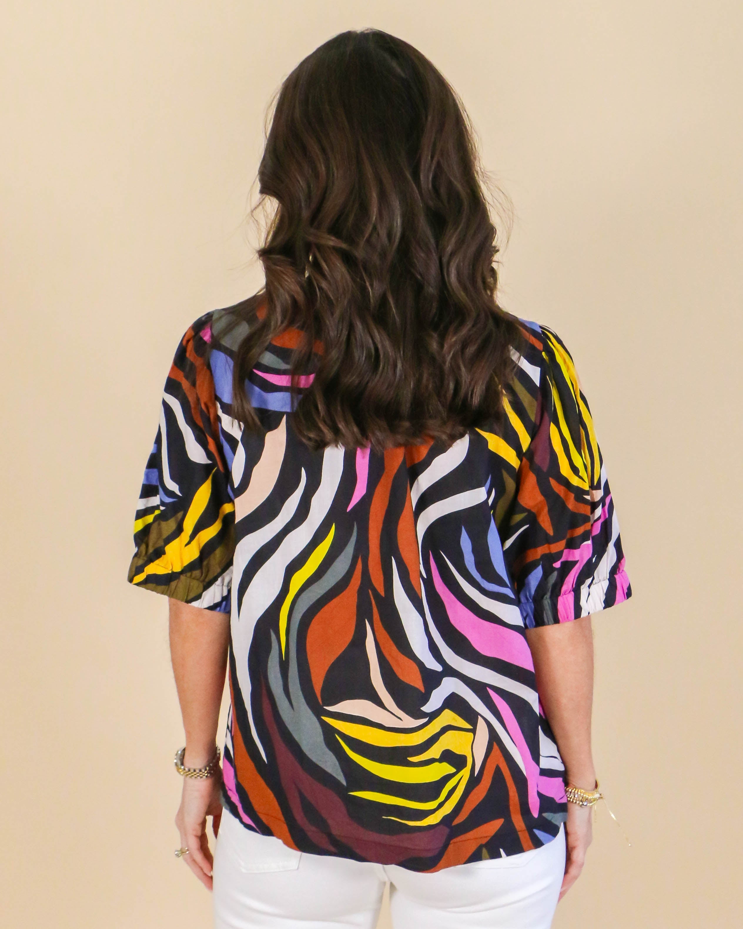 Multi Zebra Top in Blacki