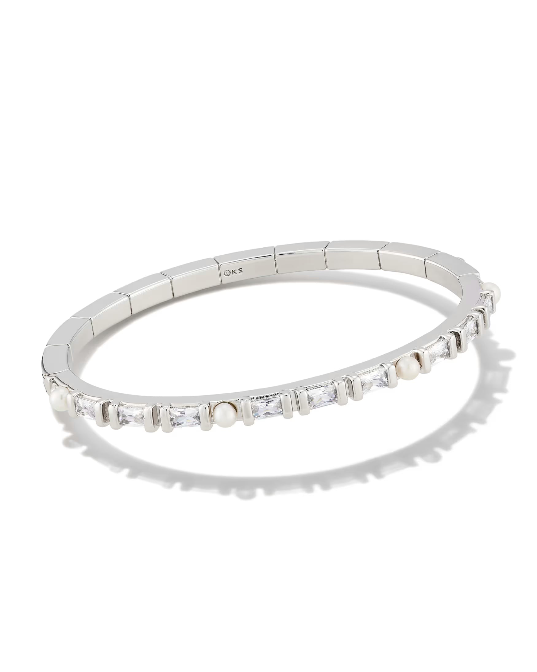 Gracie Bangle Bracelet in Rhodium White Mix