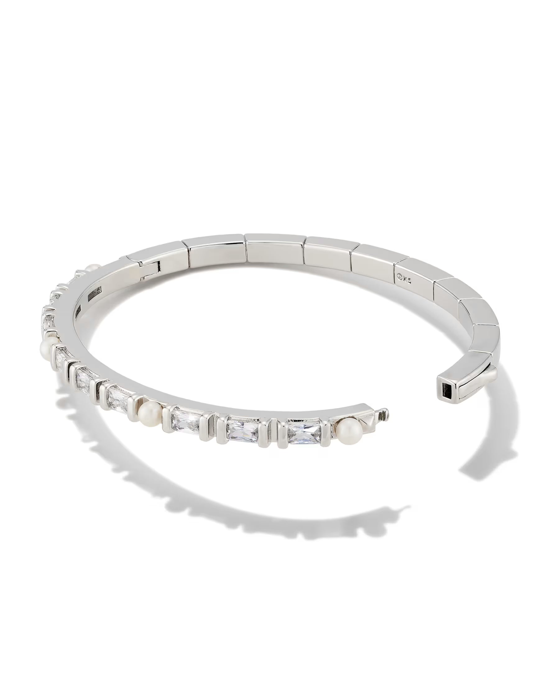 Gracie Bangle Bracelet in Rhodium White Mix