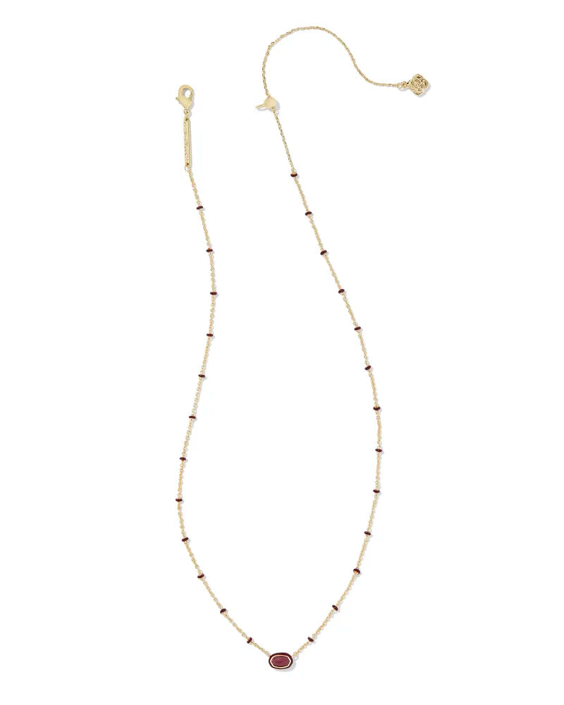 Mini Elisa Enamel Frame Short Pendant Necklace in Gold Maroon Magnesite
