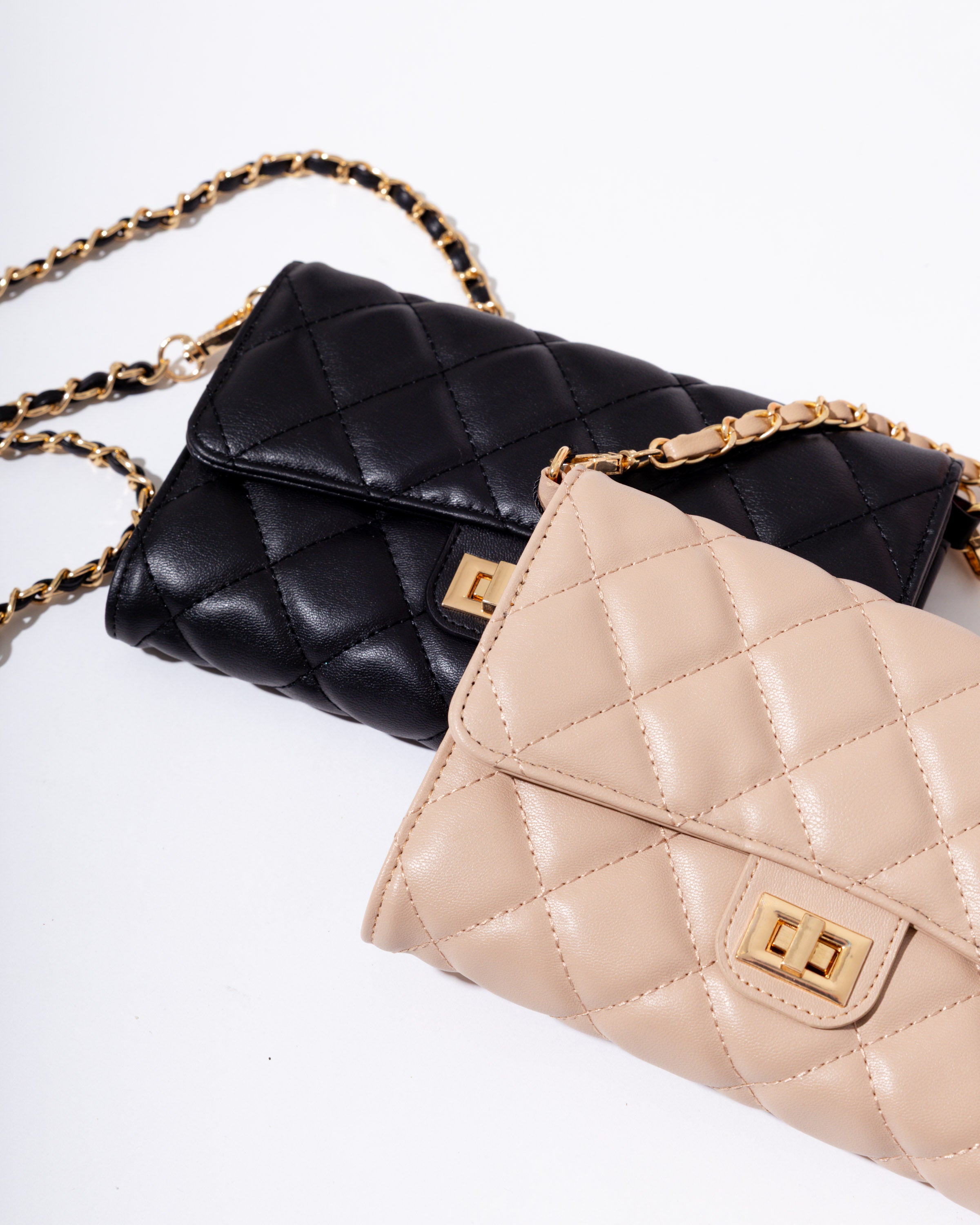 Luxe Quilted Crossbody Clutch in Black