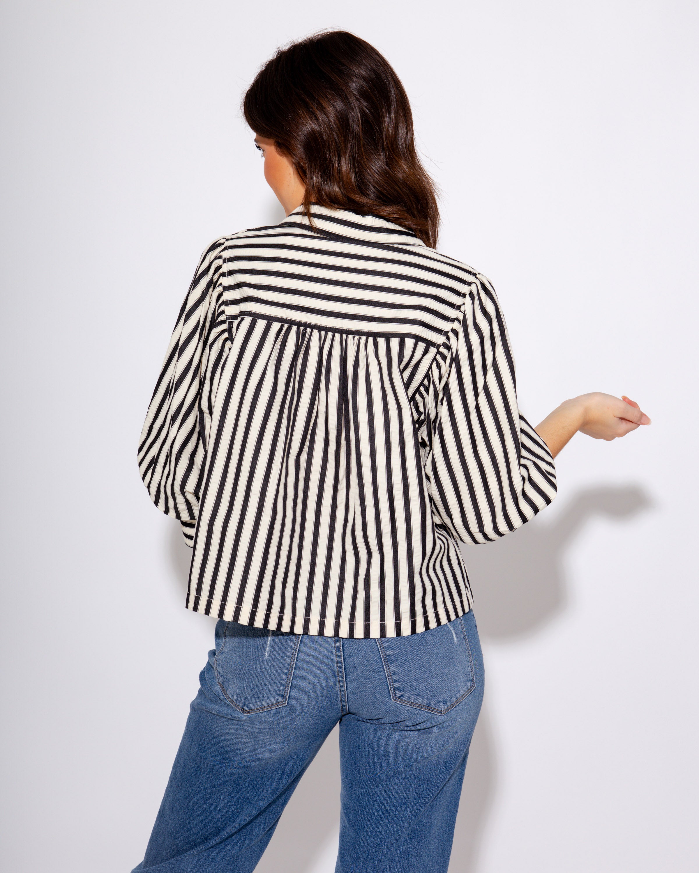 Chic Stripe ¾ Sleeve Top