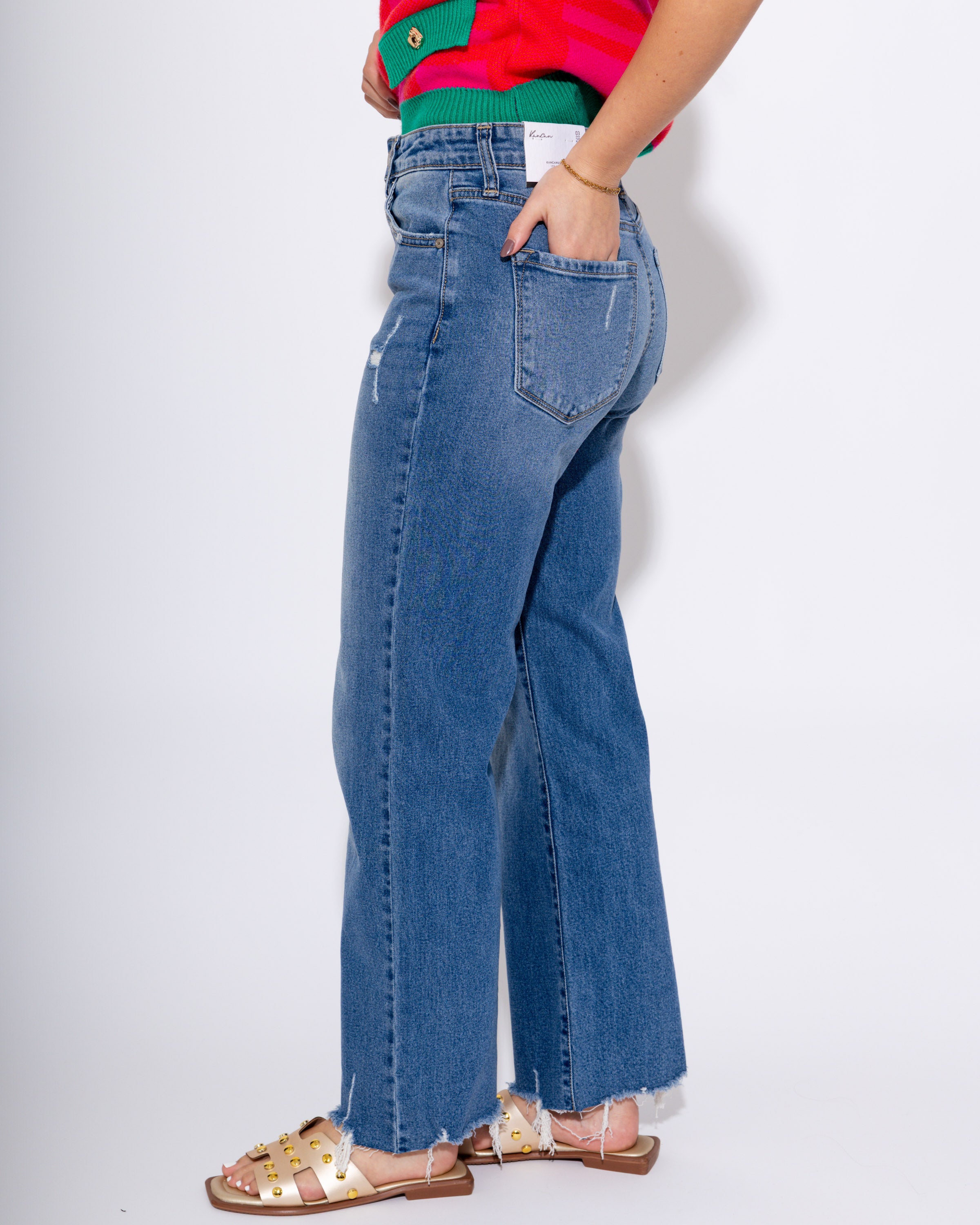 High Rise Slim Wide Leg Jean in Medium