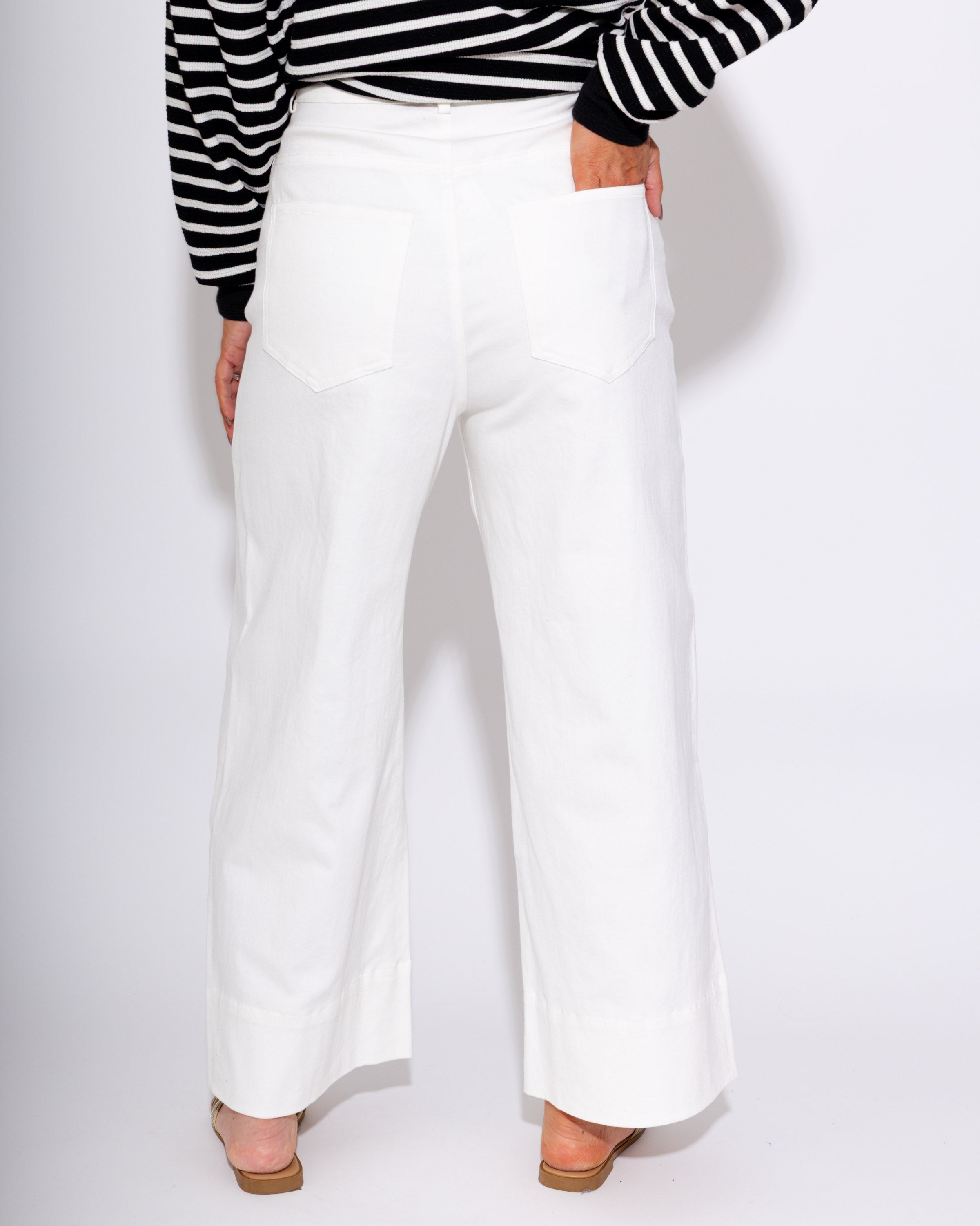 Mid Rise Wide Leg Cuff Ankle Length Pants