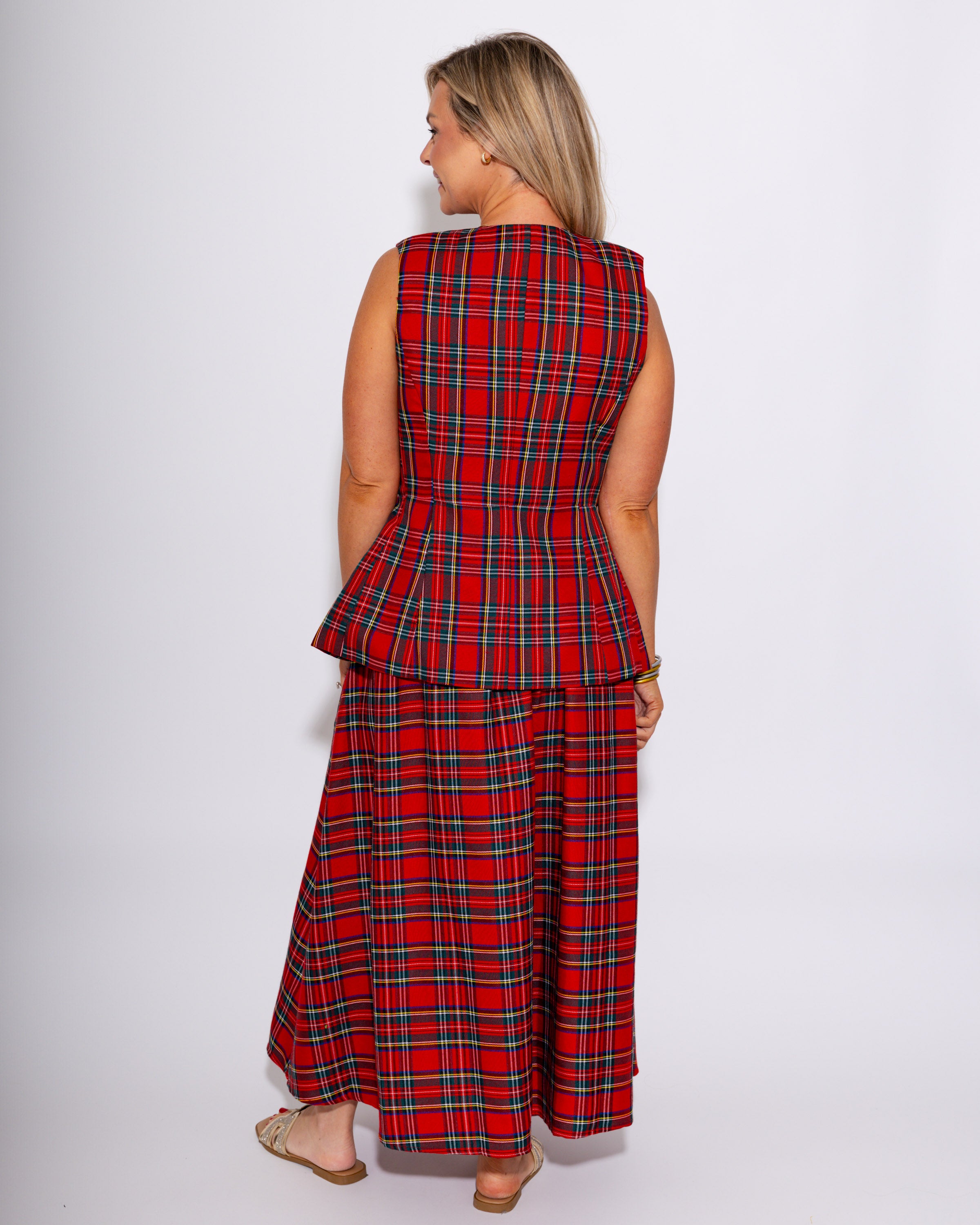 The Red Tartan Midi Skirt
