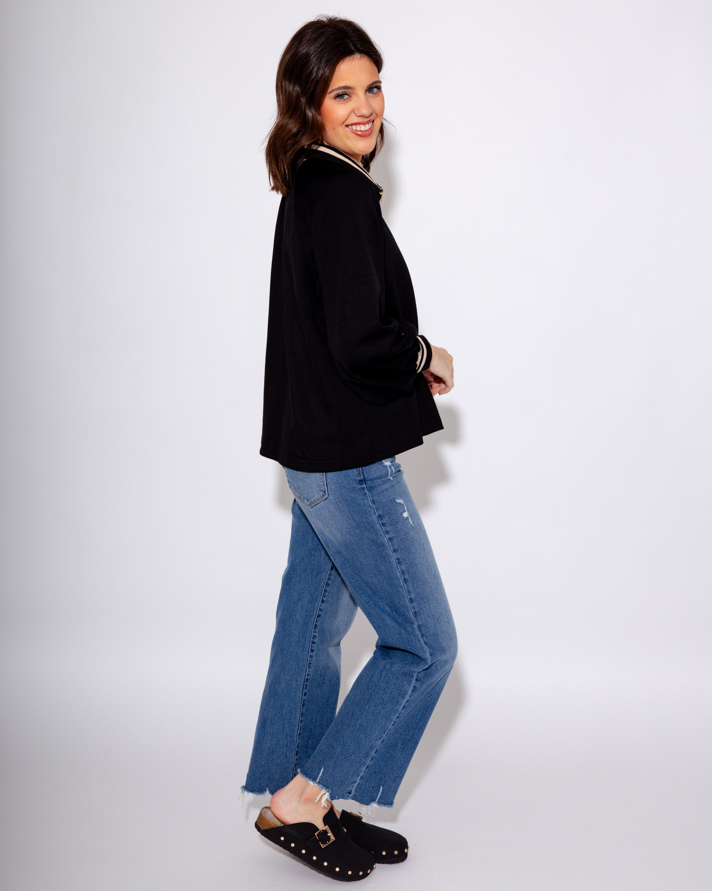 Black Half-Zip Knit Top