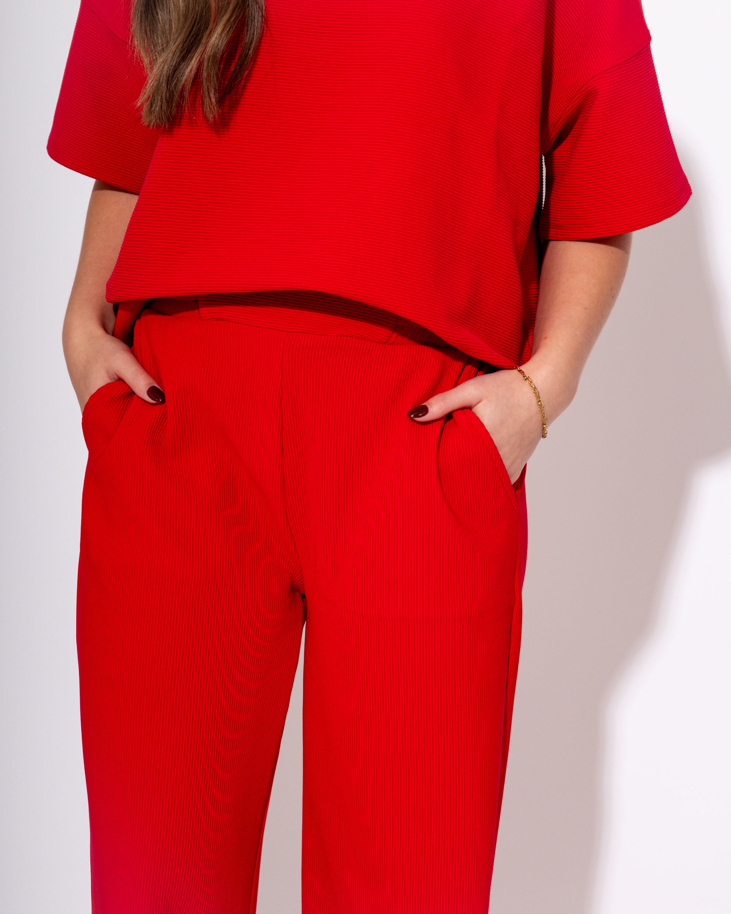 Ribbed Essentials 2-Piece Set in Ruby