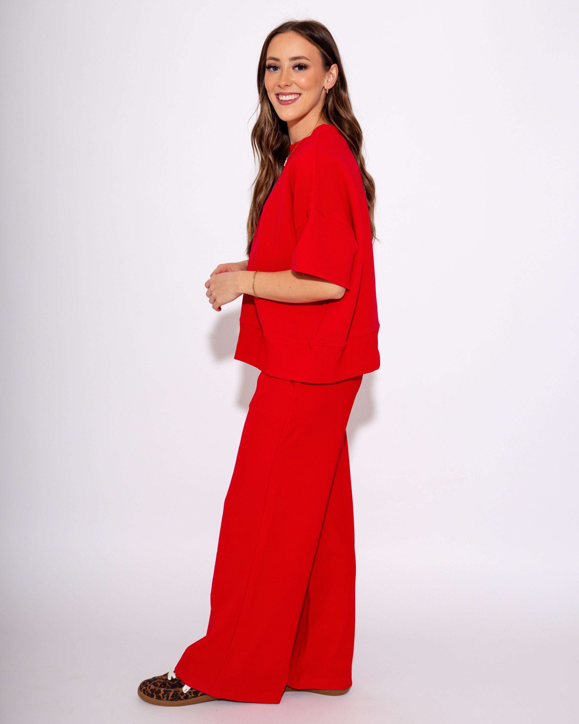 Ribbed Essentials 2-Piece Set in Ruby