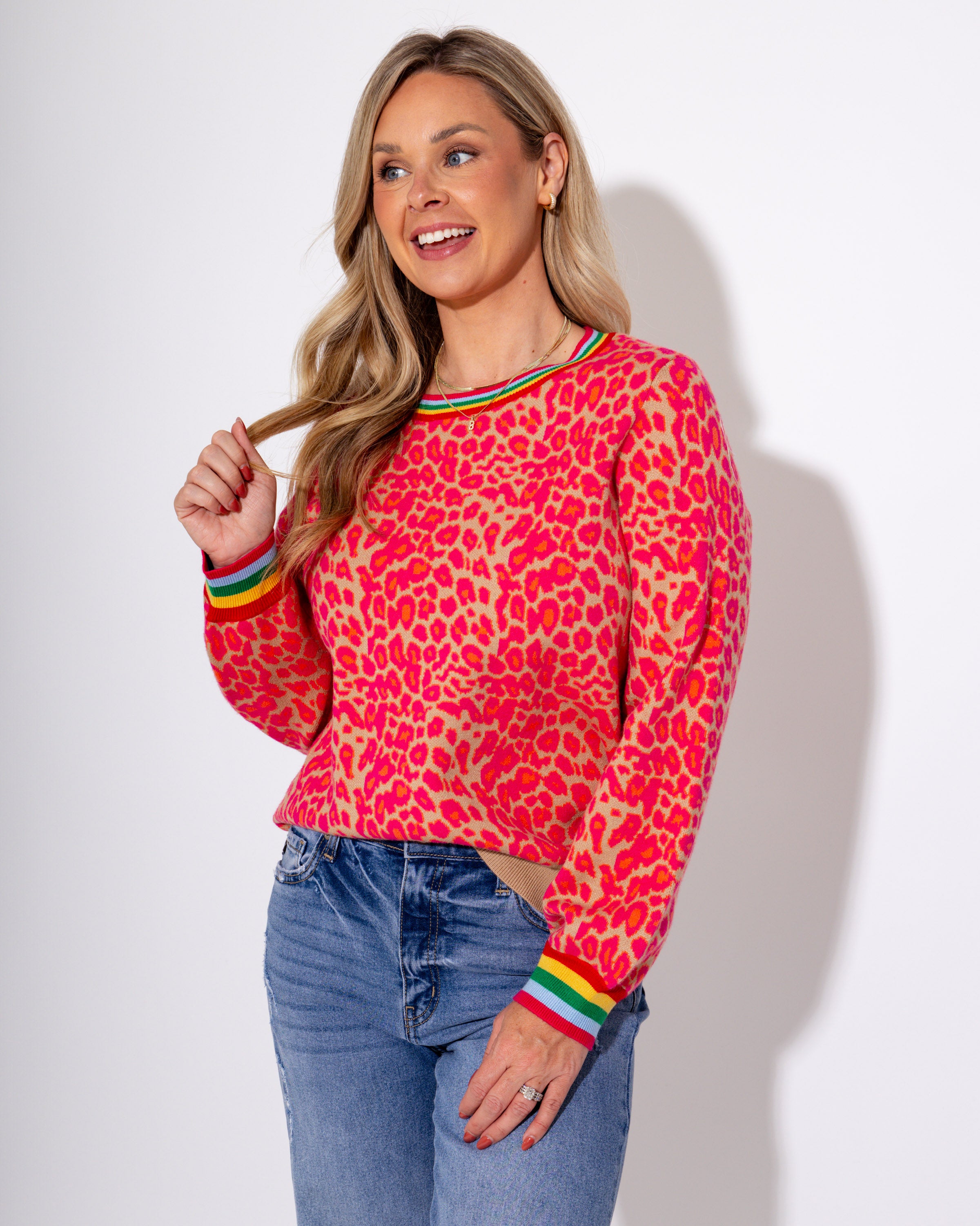 Pounce & Pop Sweater Top in Hot Pink