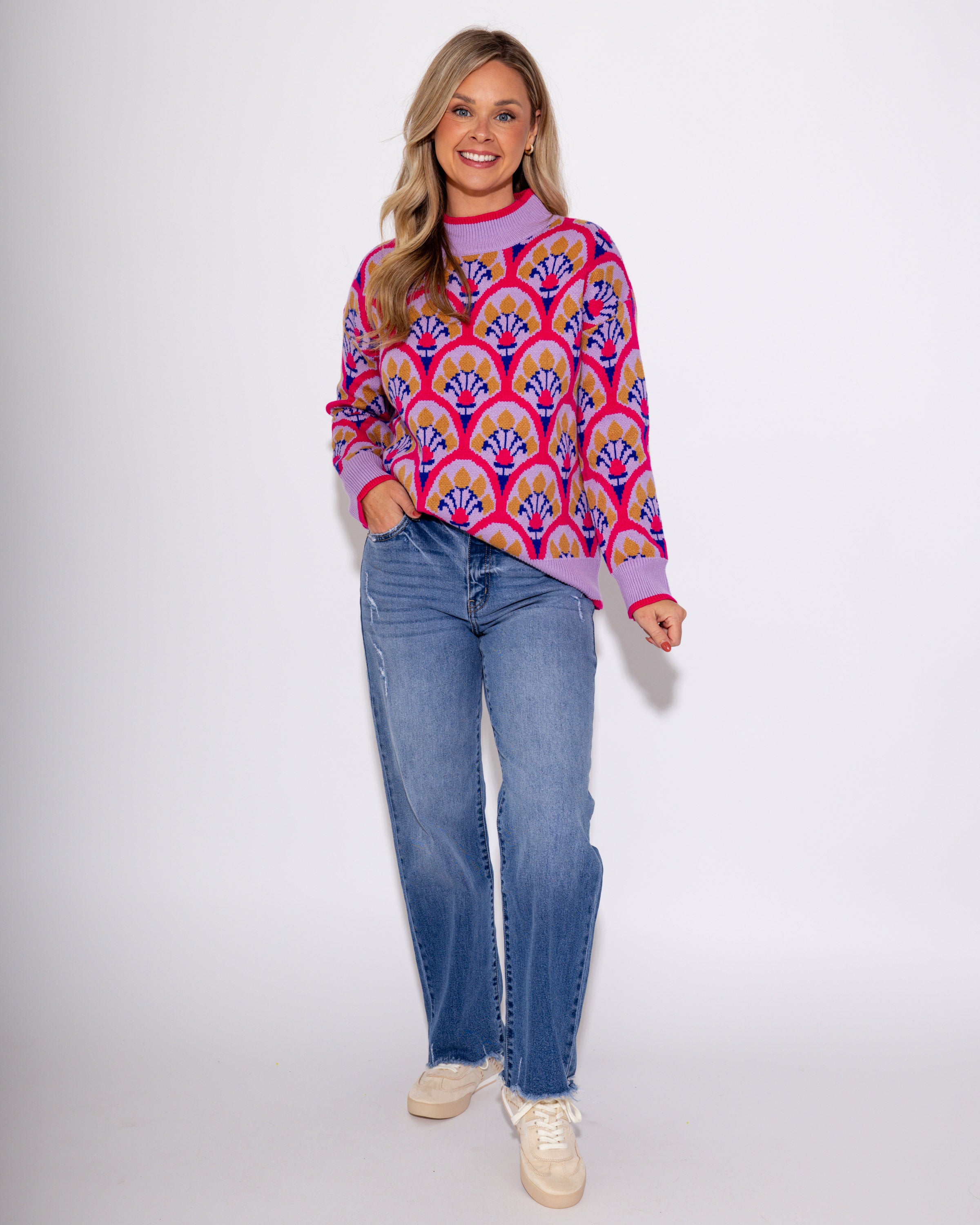 Fuchsia Floral Sweater