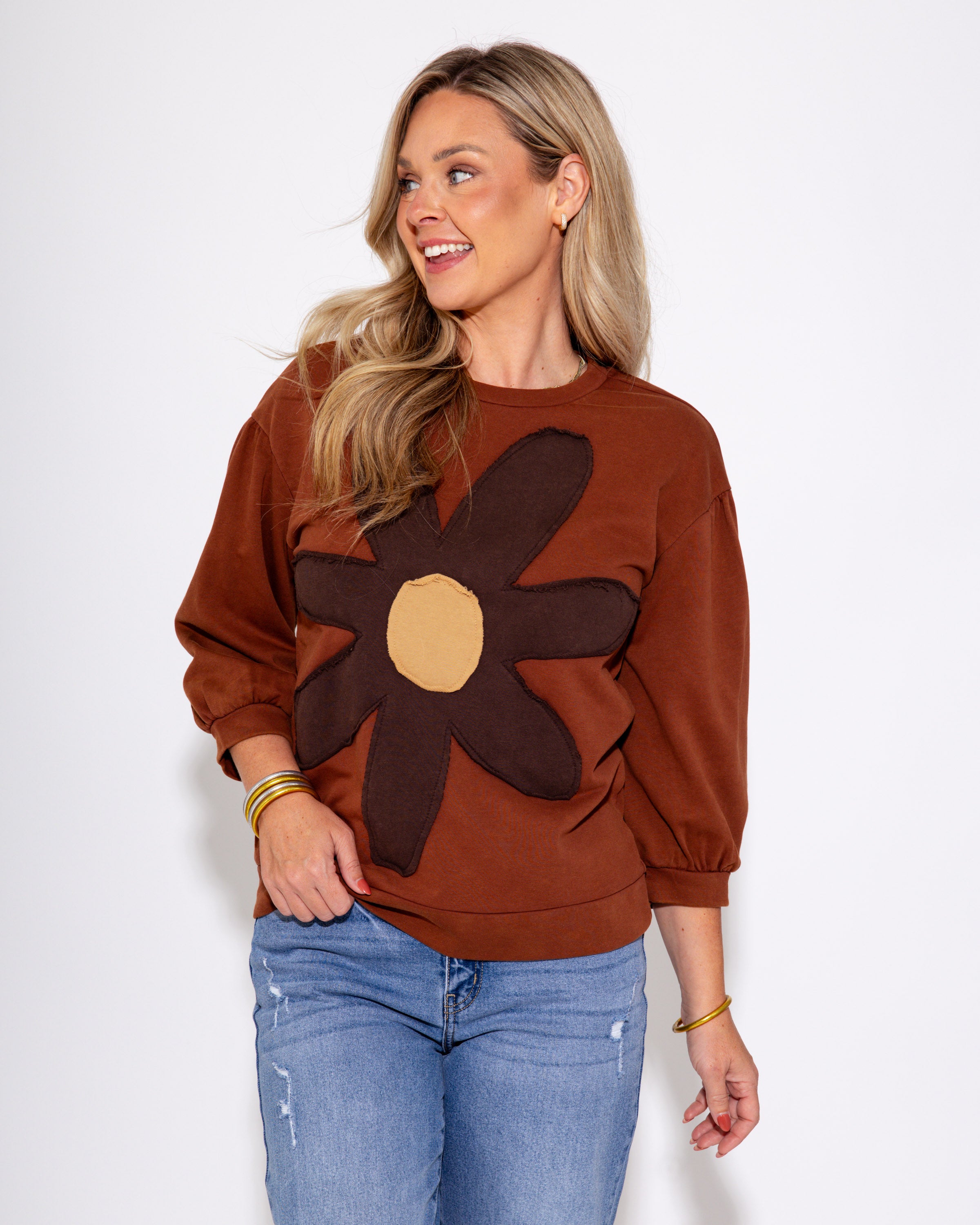 The Cozy Contrast Flower Top