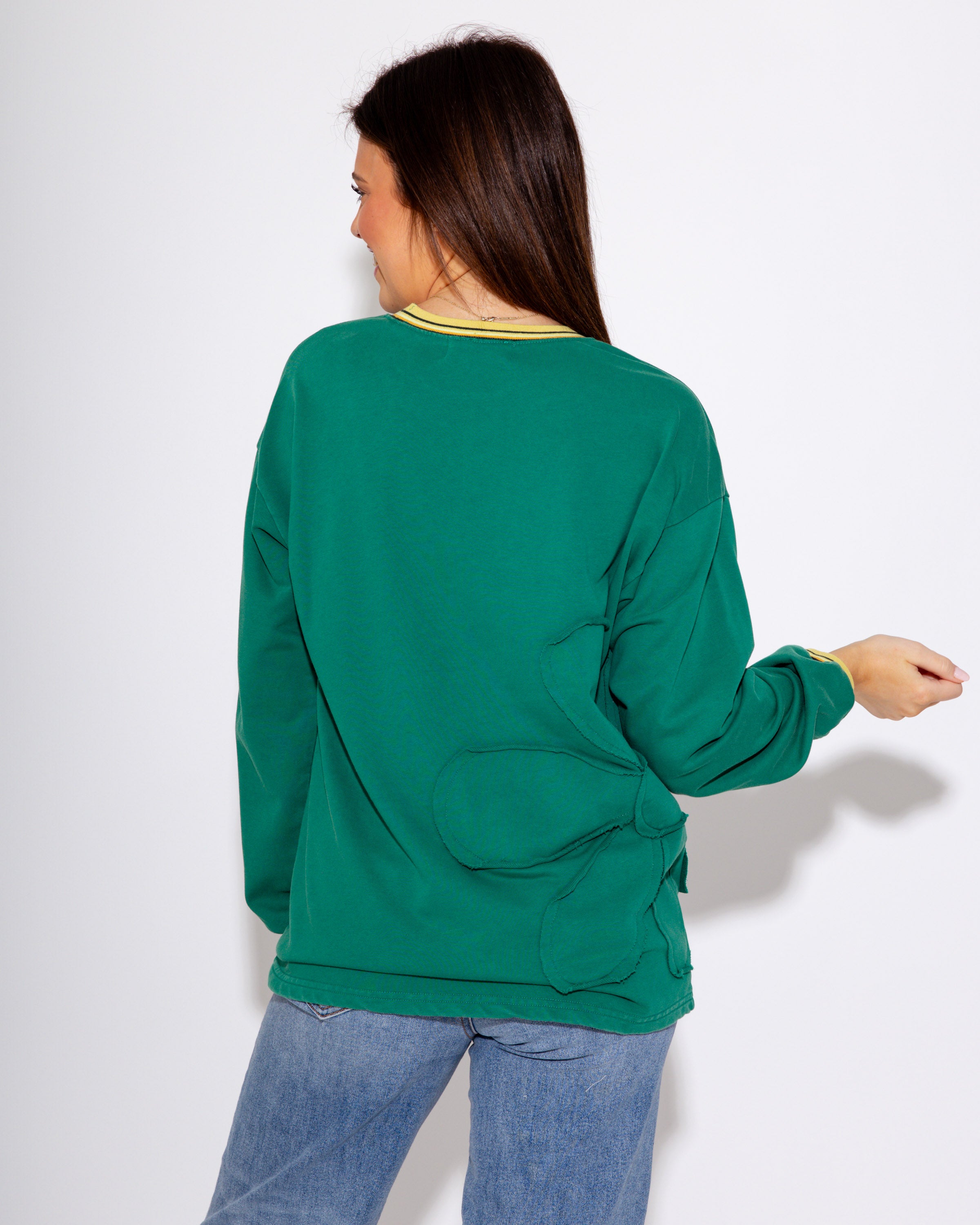 Hunter Green Floral Patch Top