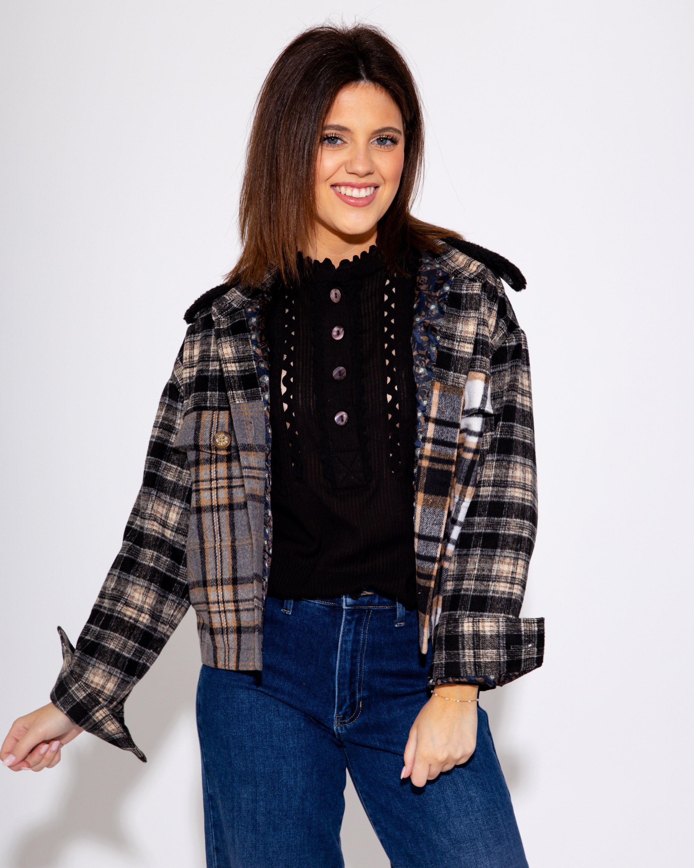 Ivy Jane | Patched Plaid Jacket